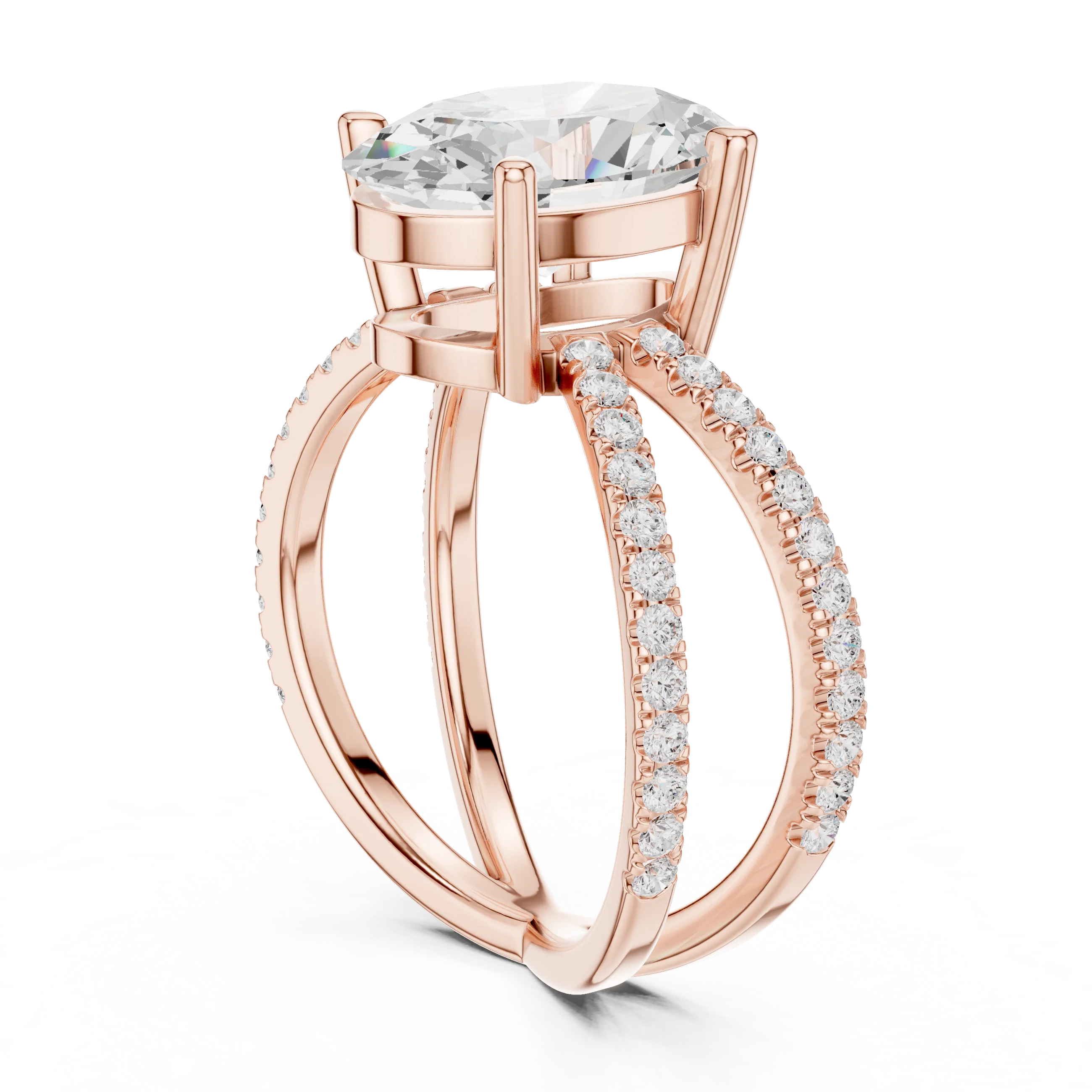 Oval Cut Diamond Split Shank Engagement Ring