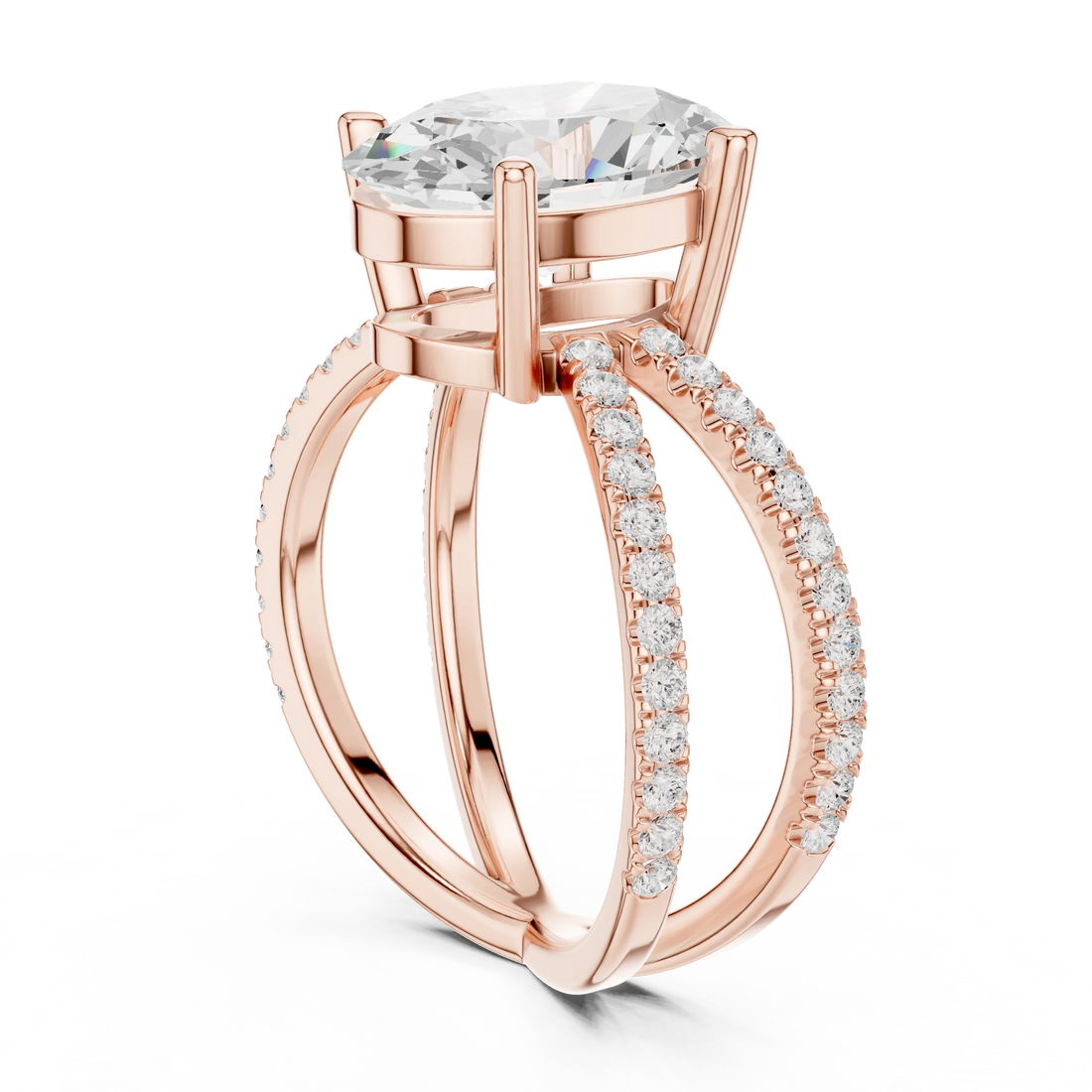 Oval Cut Diamond Split Shank Engagement Ring