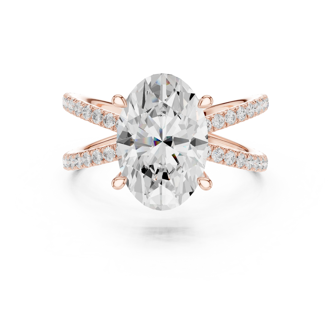 Oval Cut Diamond Split Shank Engagement Ring