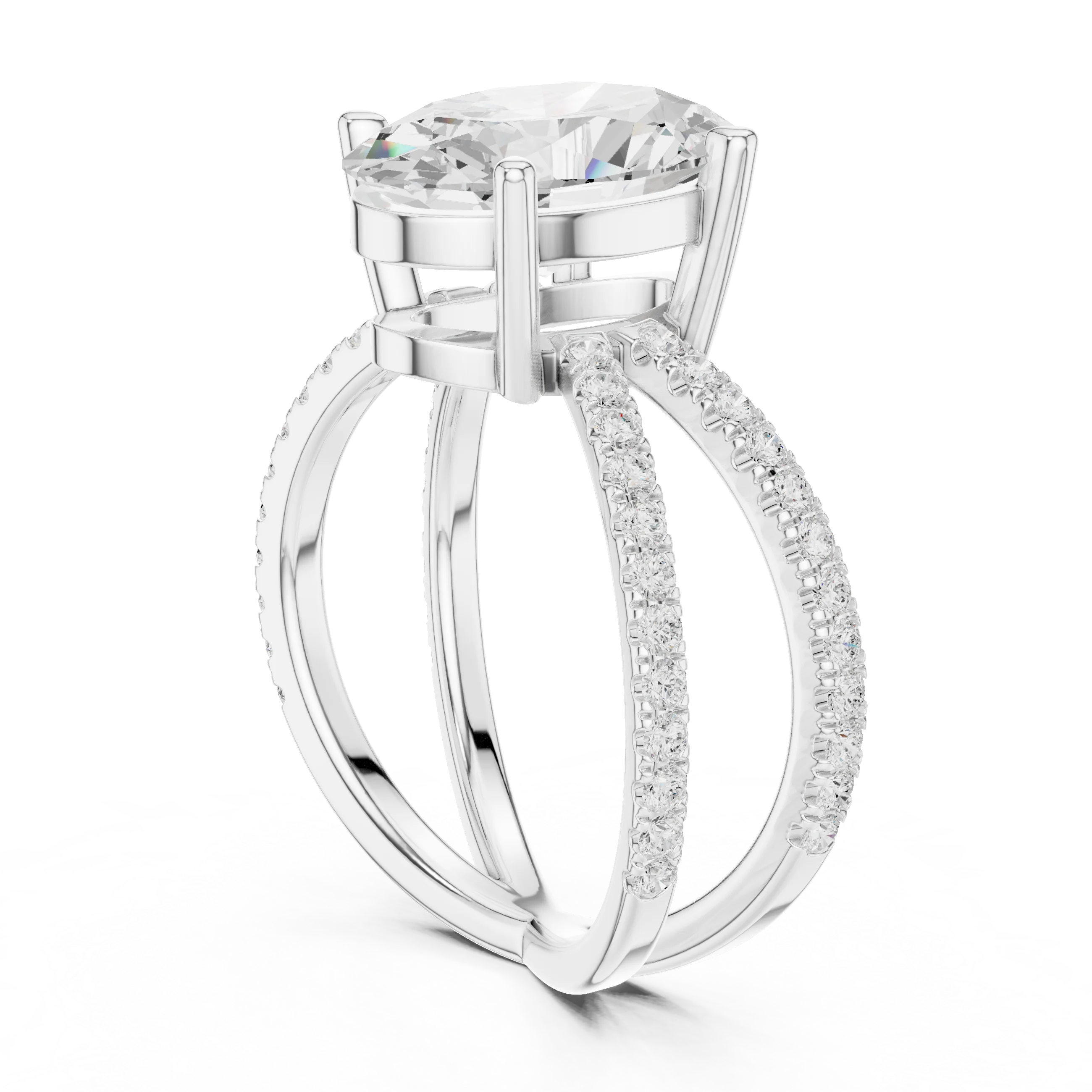 Oval Cut Diamond Split Shank Engagement Ring