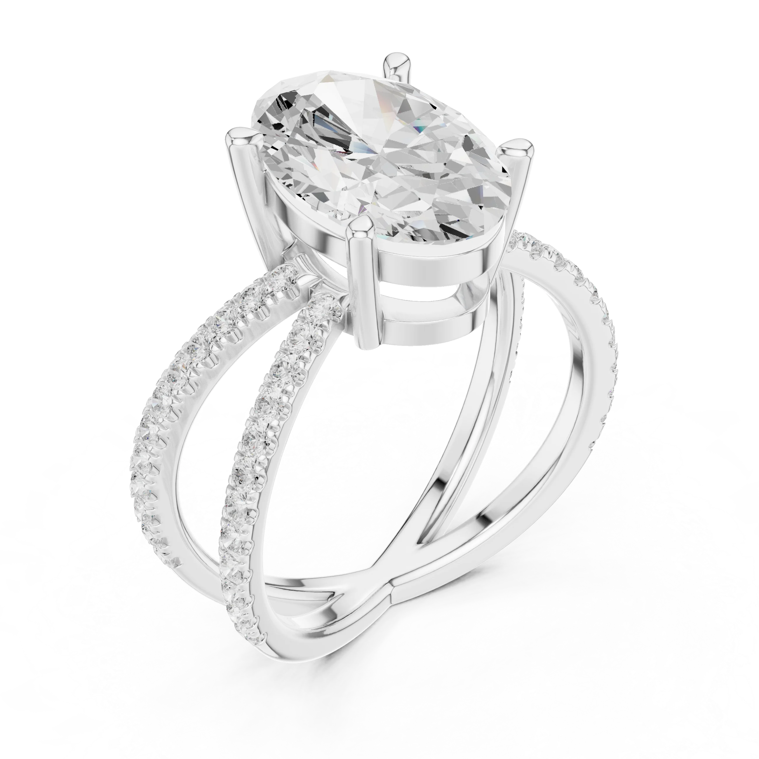 Oval Cut Diamond Split Shank Engagement Ring