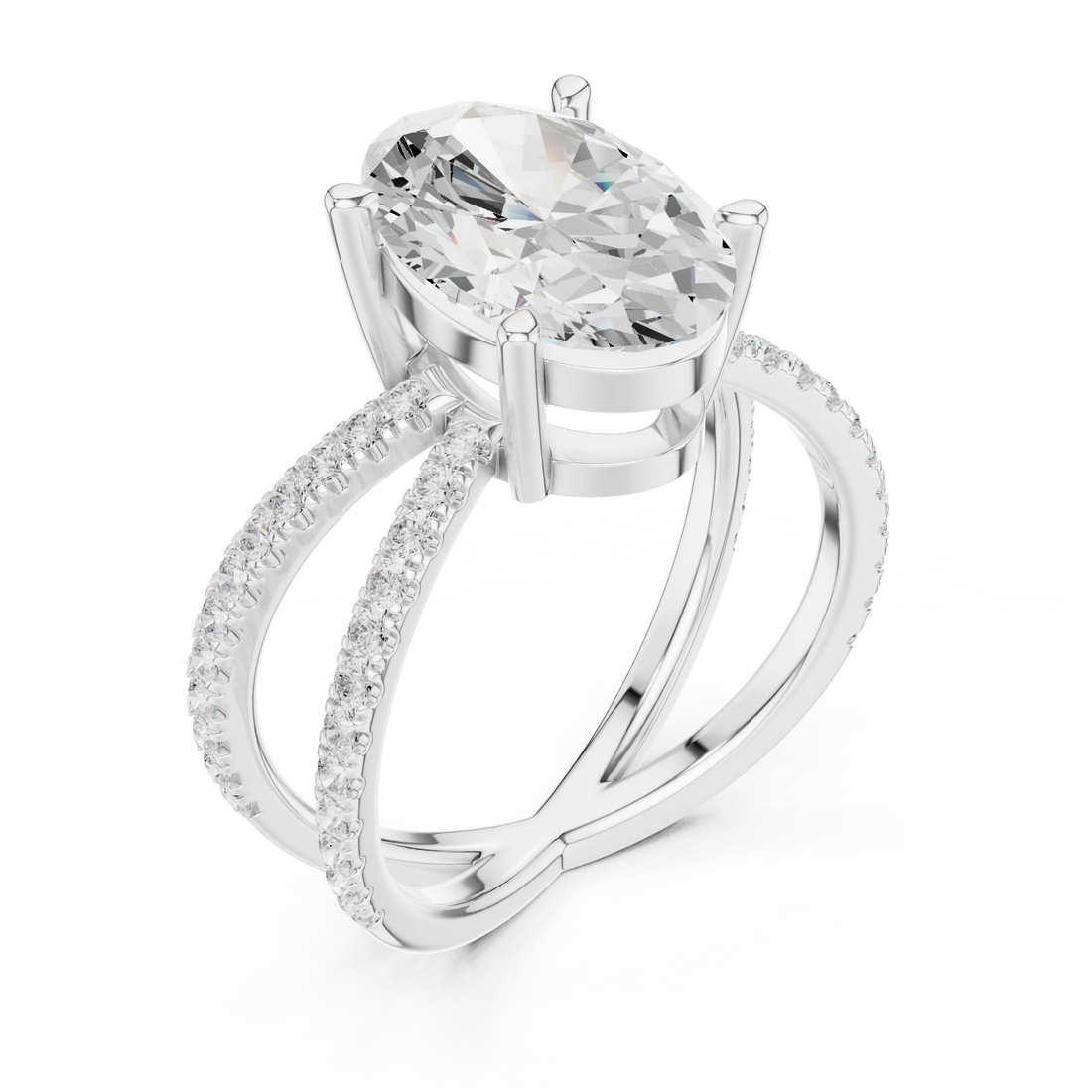 Oval Cut Diamond Split Shank Engagement Ring