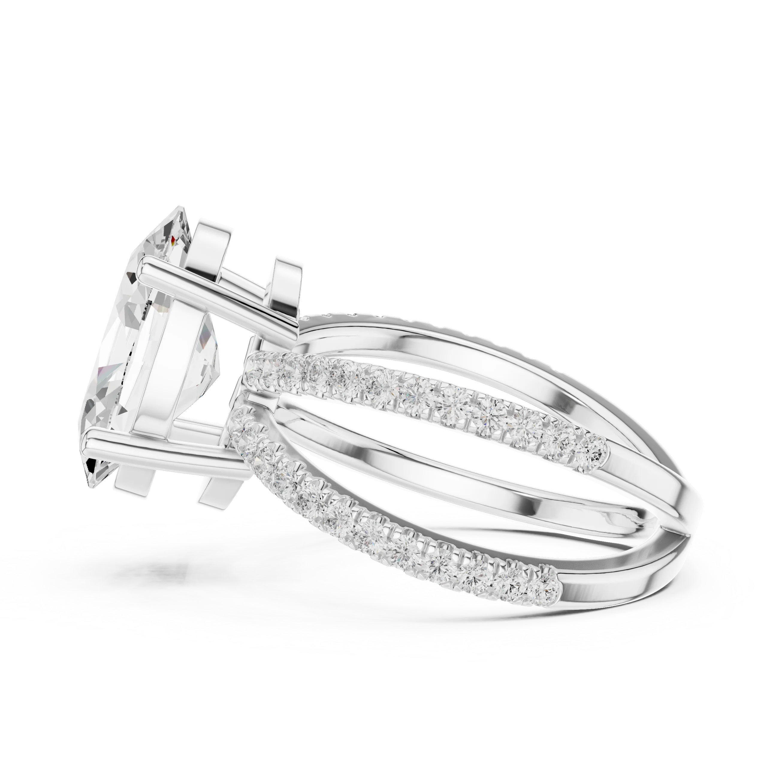 Oval Cut Diamond Split Shank Engagement Ring