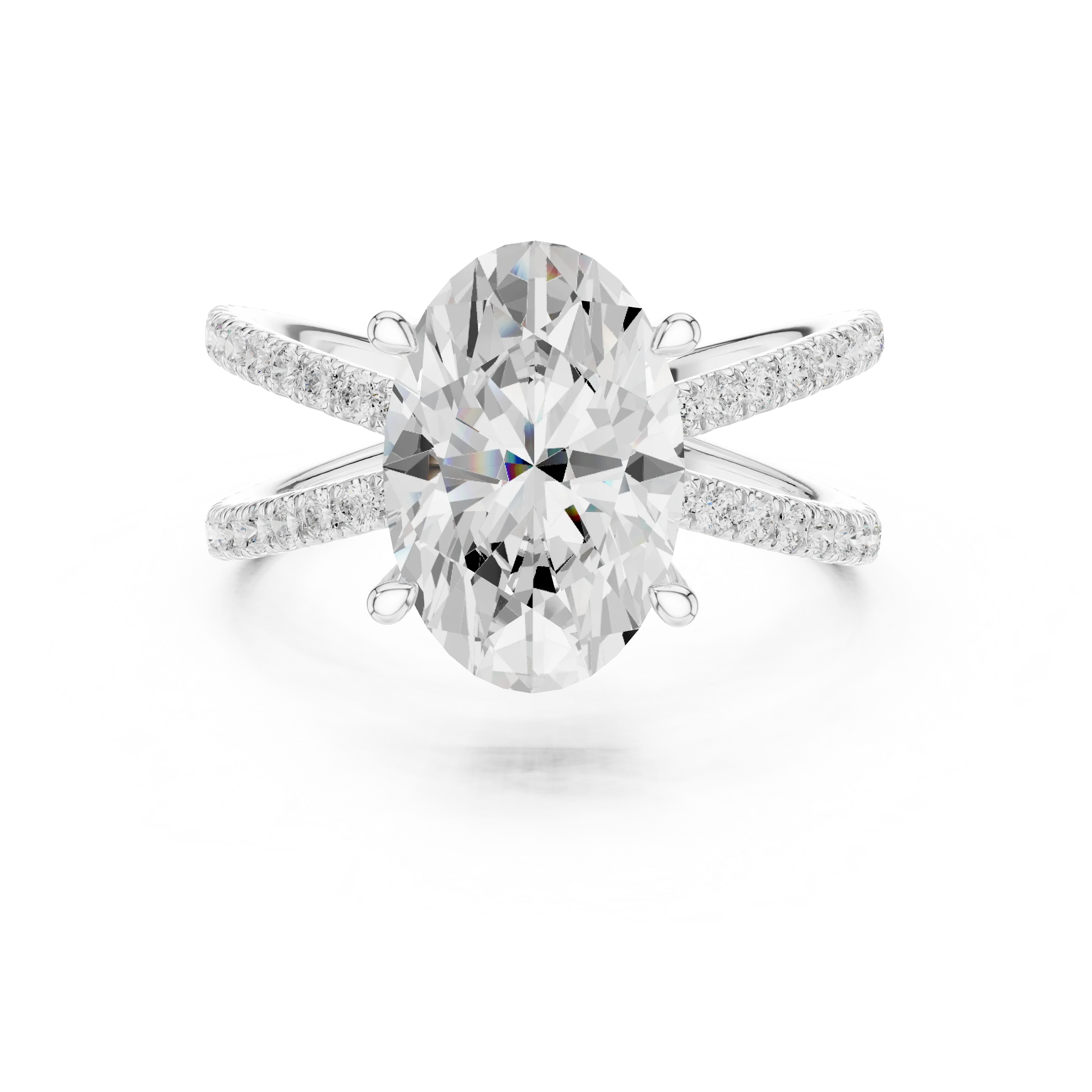 Oval Cut Diamond Split Shank Engagement Ring