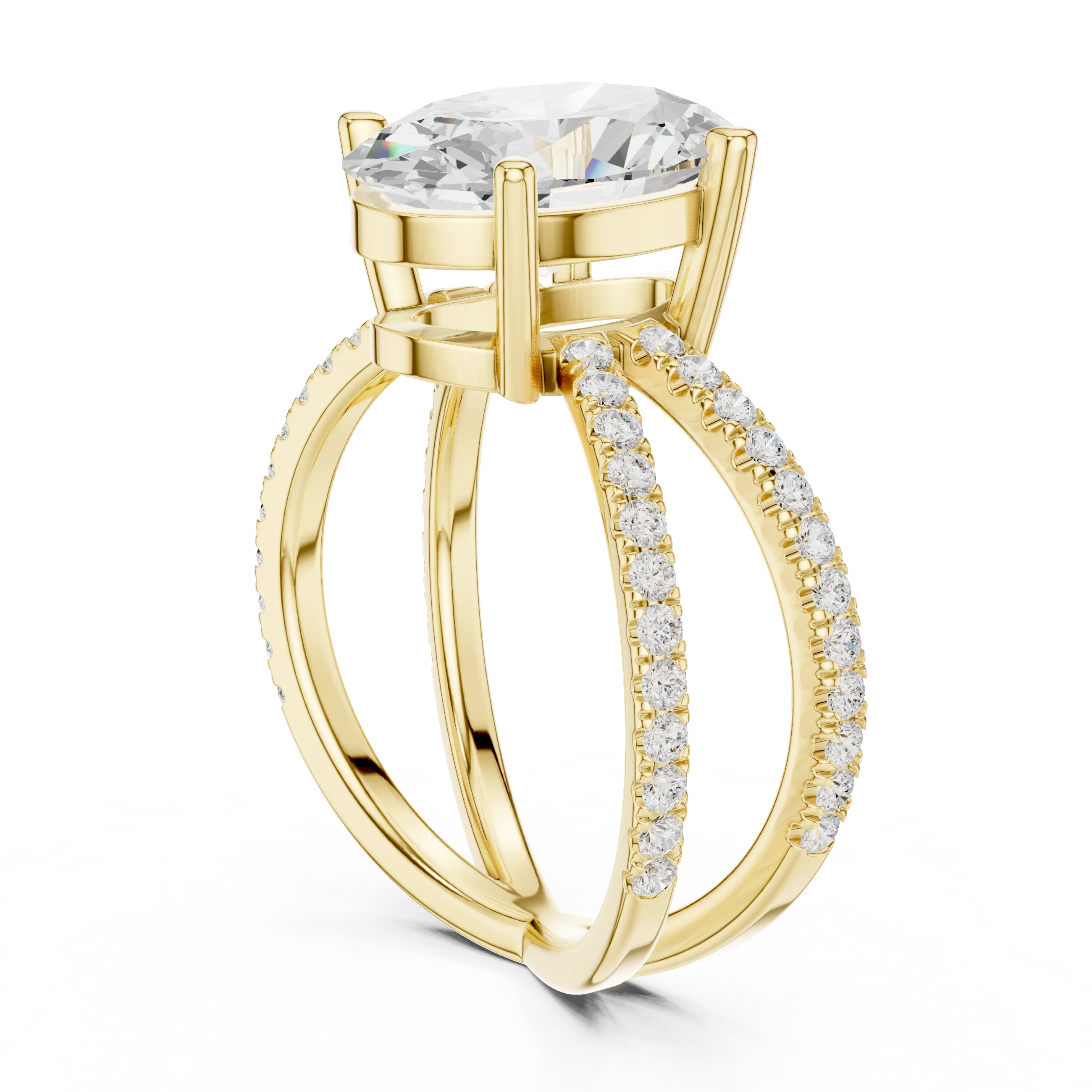 Oval Cut Diamond Split Shank Engagement Ring