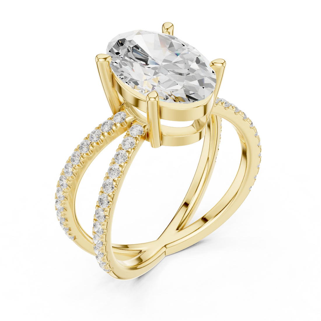 Oval Cut Diamond Split Shank Engagement Ring