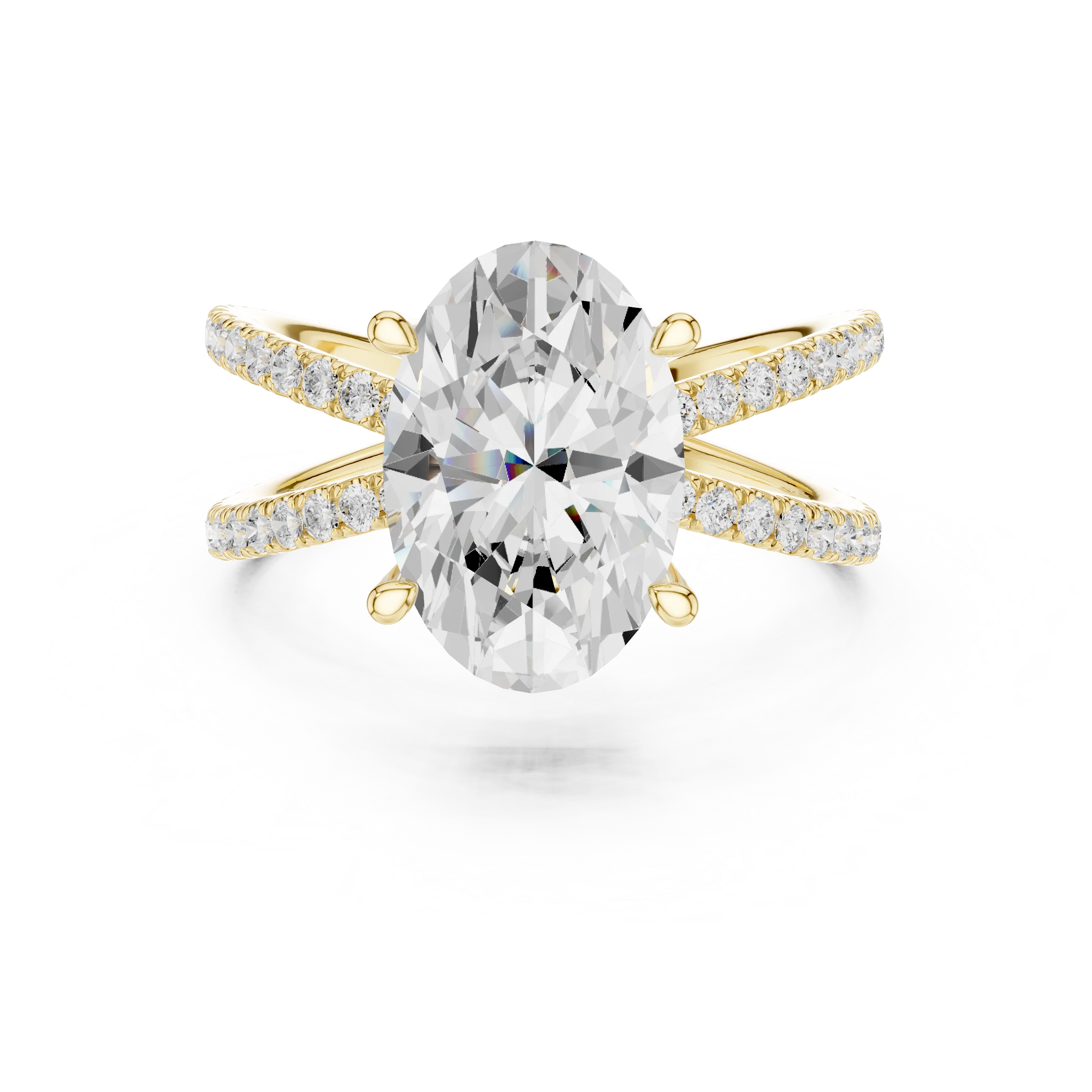 Oval Cut Diamond Split Shank Engagement Ring