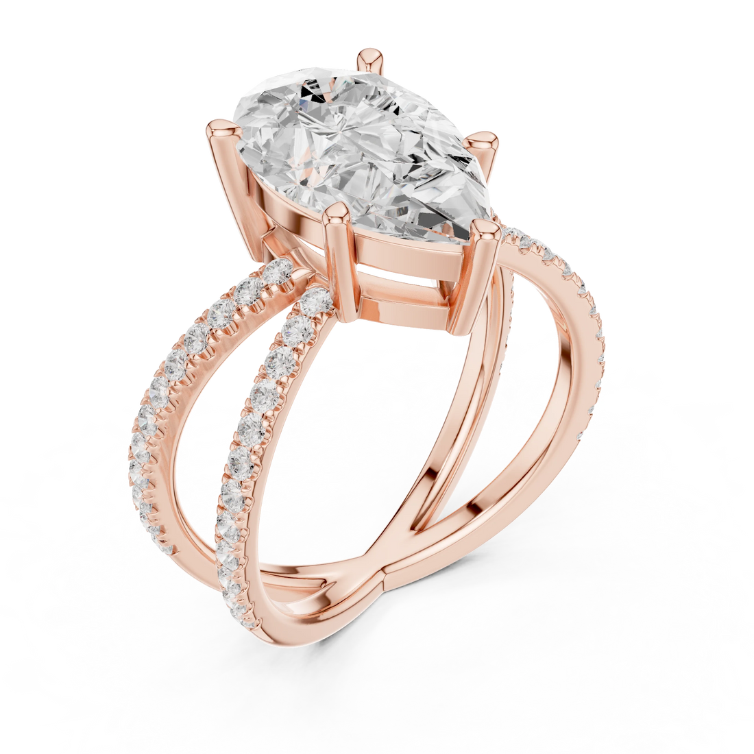 Pear Cut Diamond Split Shank Engagement Ring