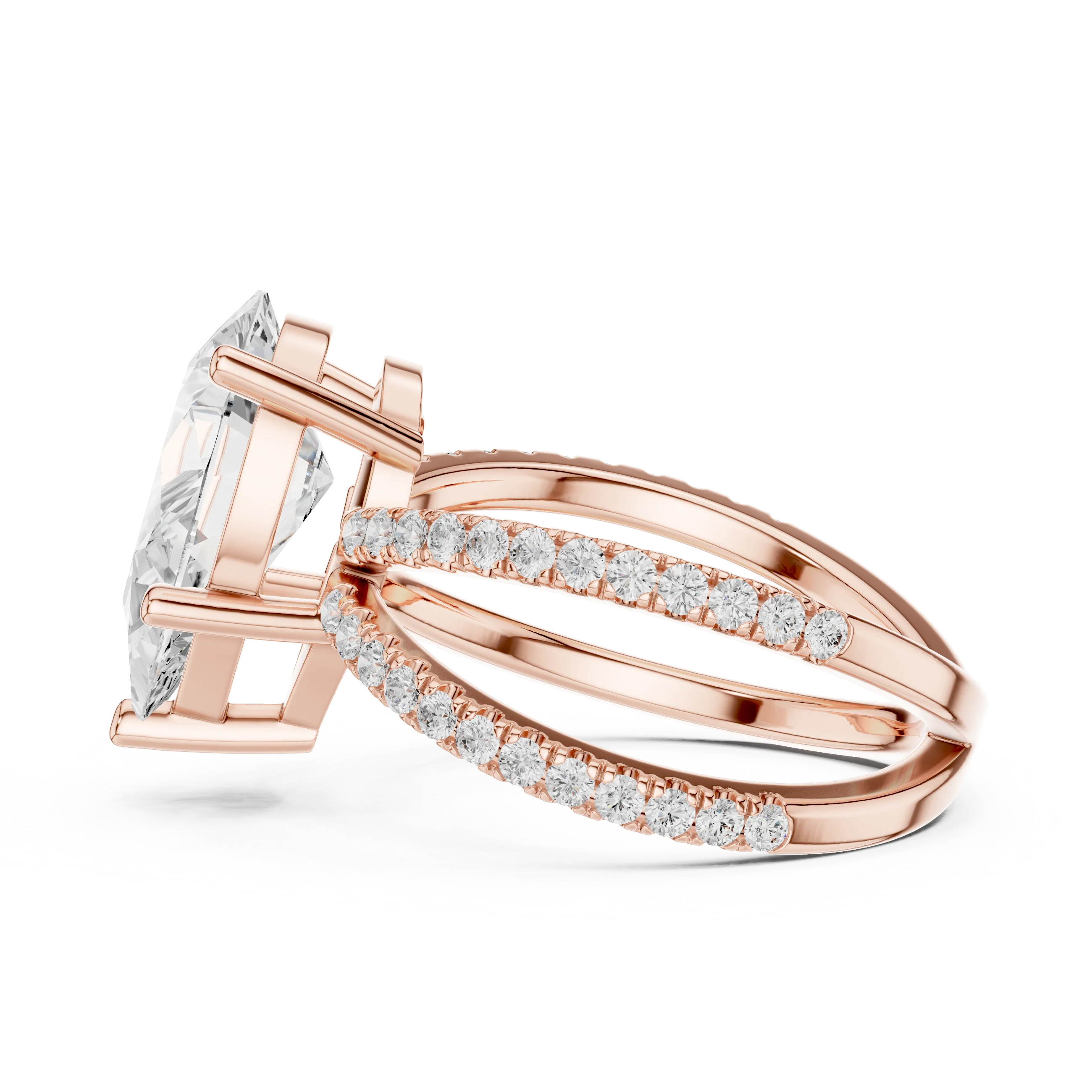 Pear Cut Diamond Split Shank Engagement Ring