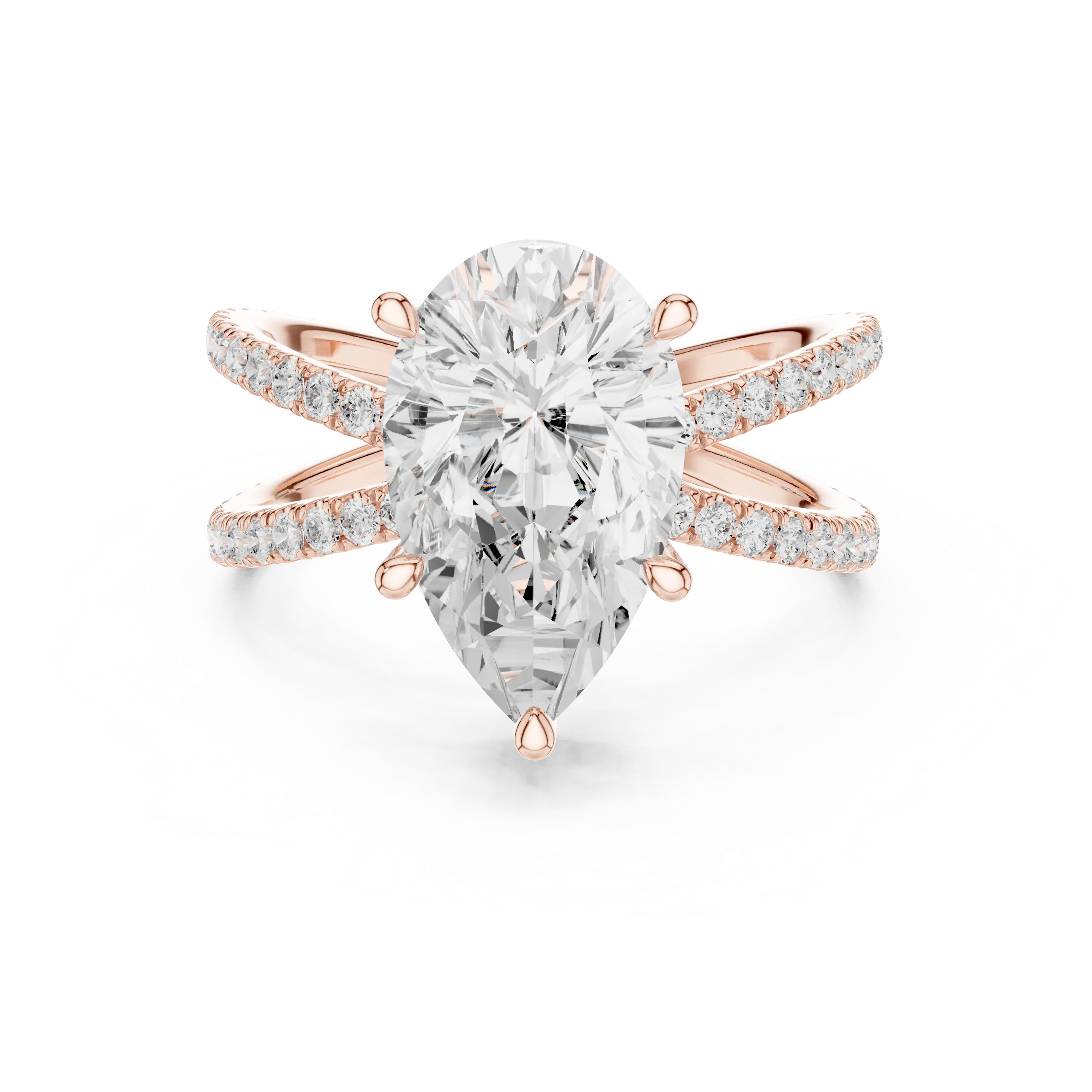 Pear Cut Diamond Split Shank Engagement Ring