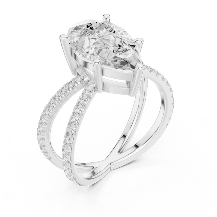 Pear Cut Diamond Split Shank Engagement Ring