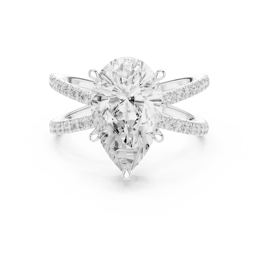 Pear Cut Diamond Split Shank Engagement Ring