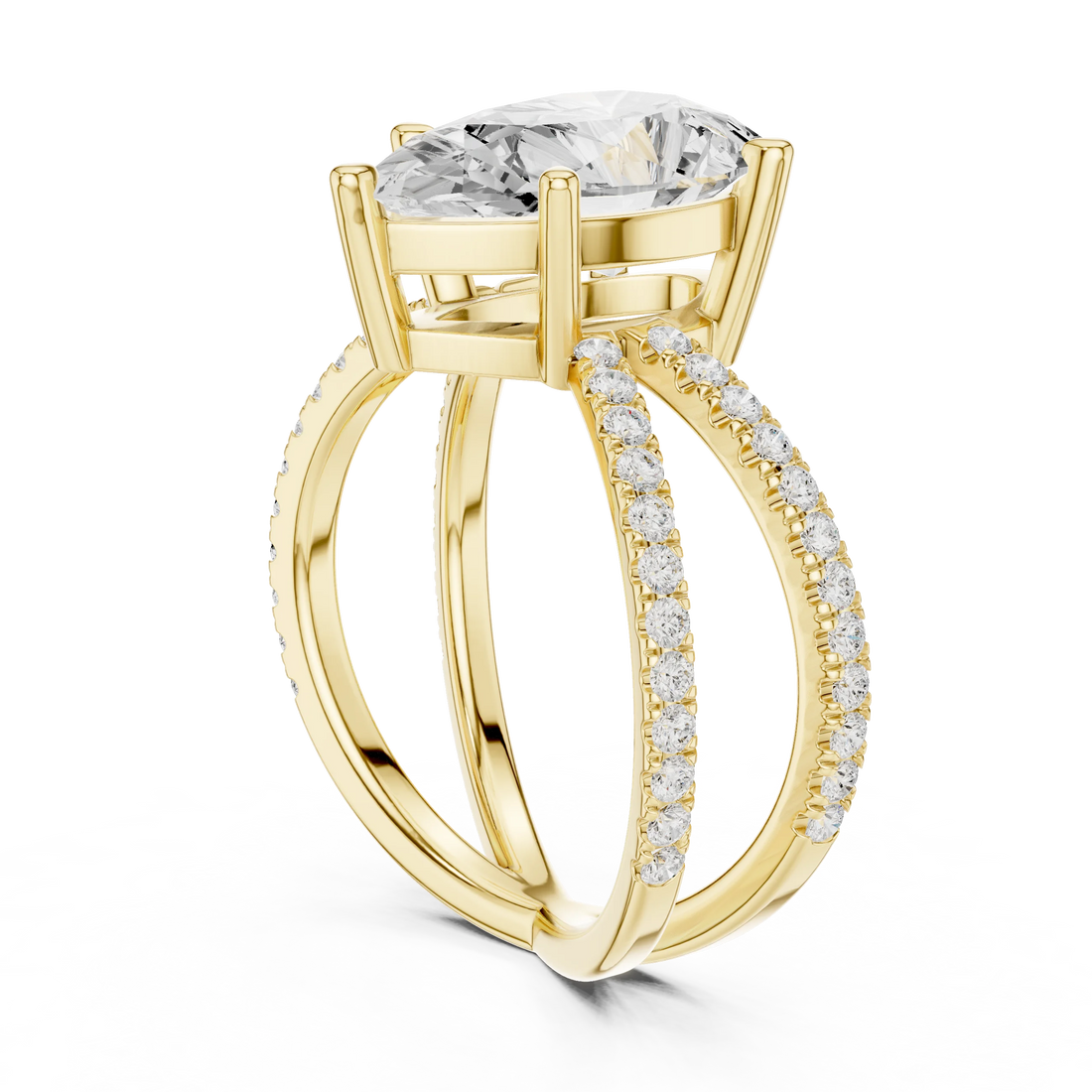 Pear Cut Diamond Split Shank Engagement Ring