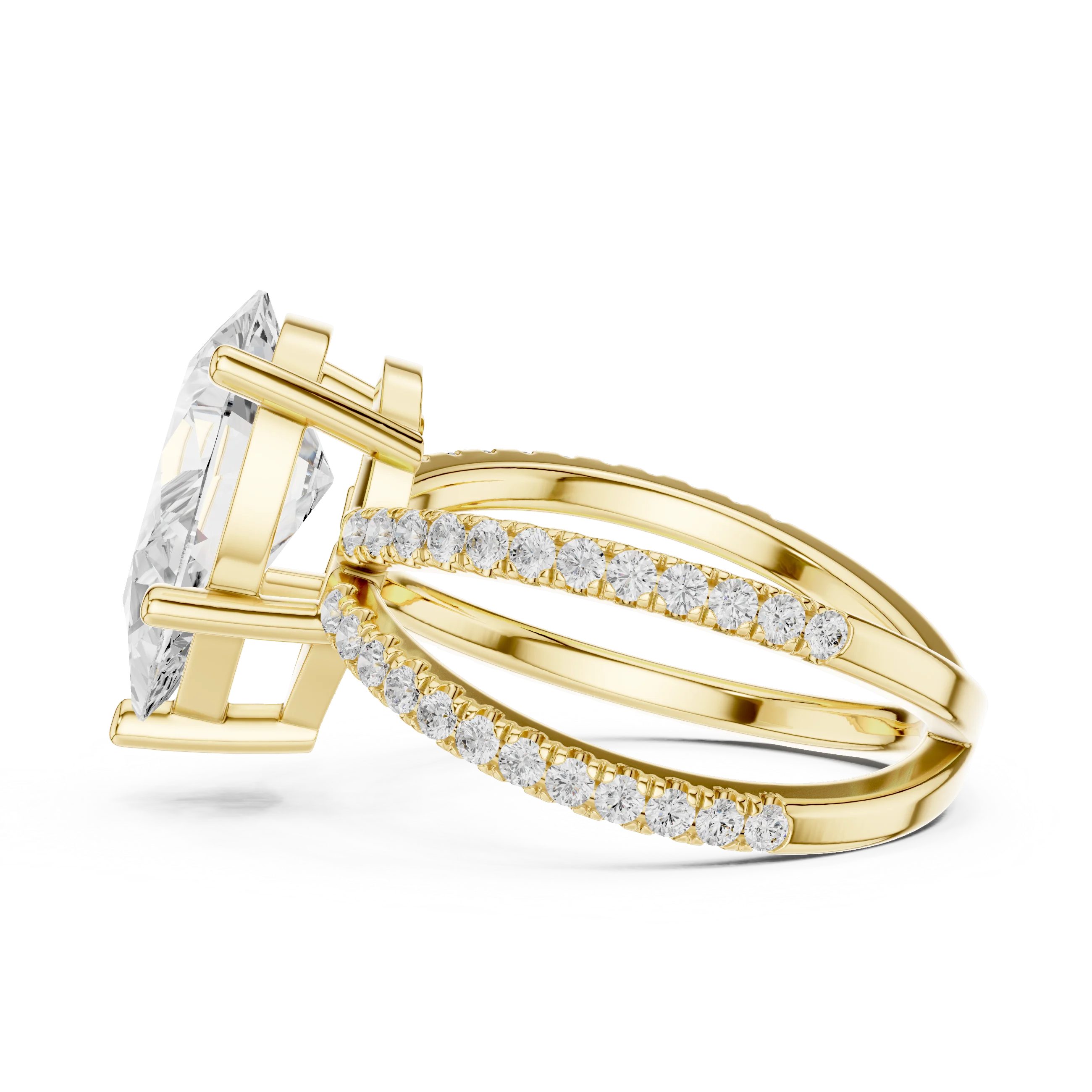 Pear Cut Diamond Split Shank Engagement Ring