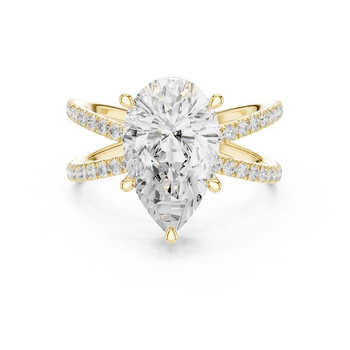 Pear Cut Diamond Split Shank Engagement Ring