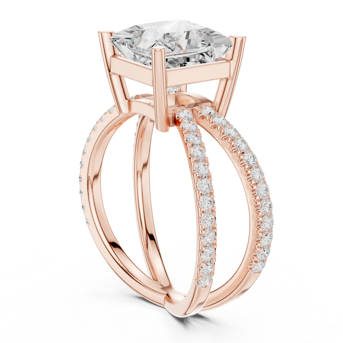 Princess Cut Diamond Split Shank Engagement Ring