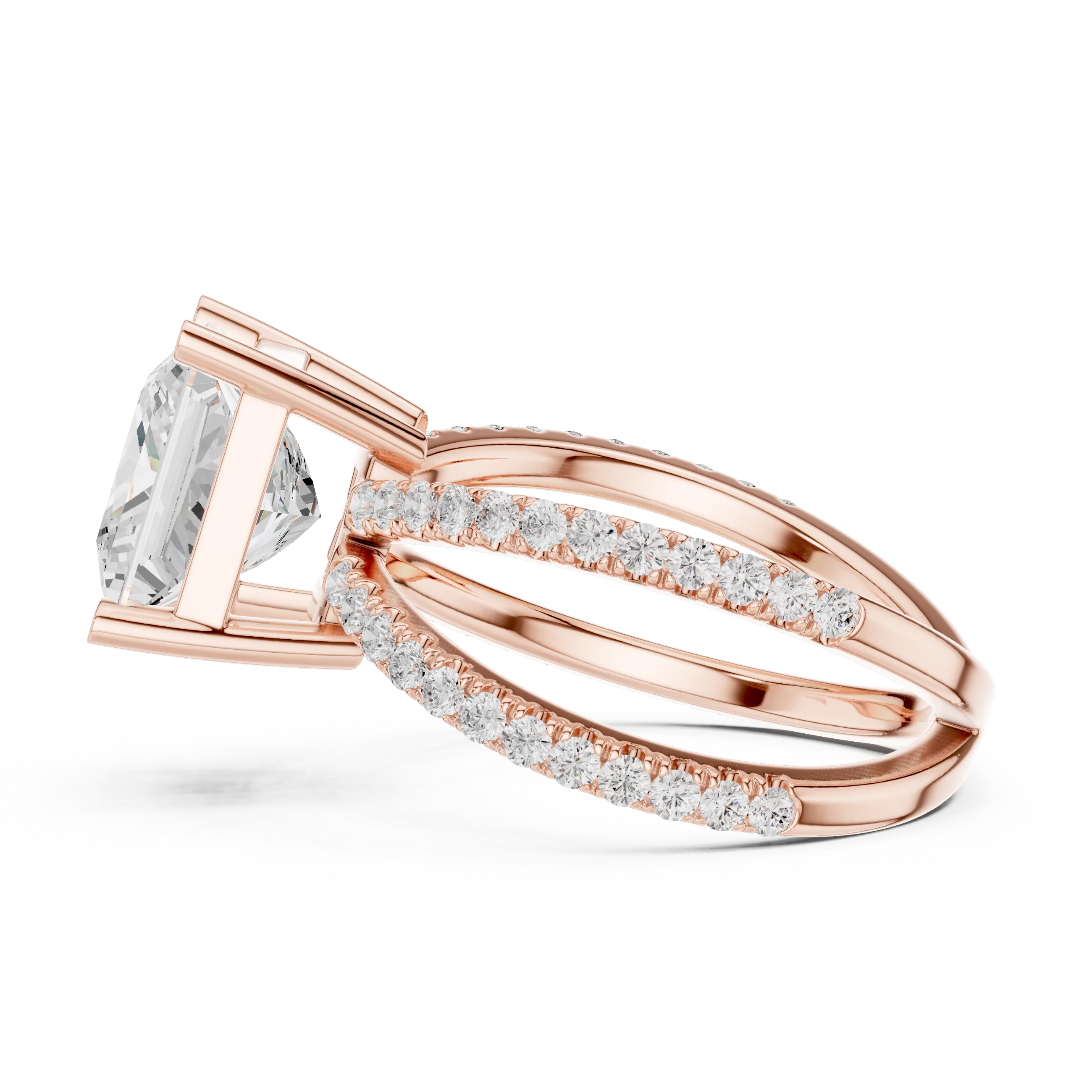 Princess Cut Diamond Split Shank Engagement Ring