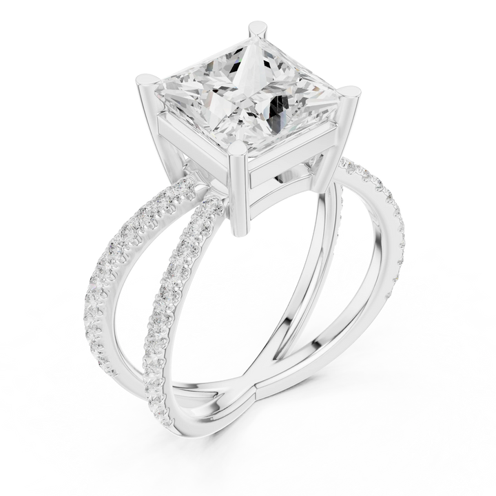 Princess Cut Diamond Split Shank Engagement Ring