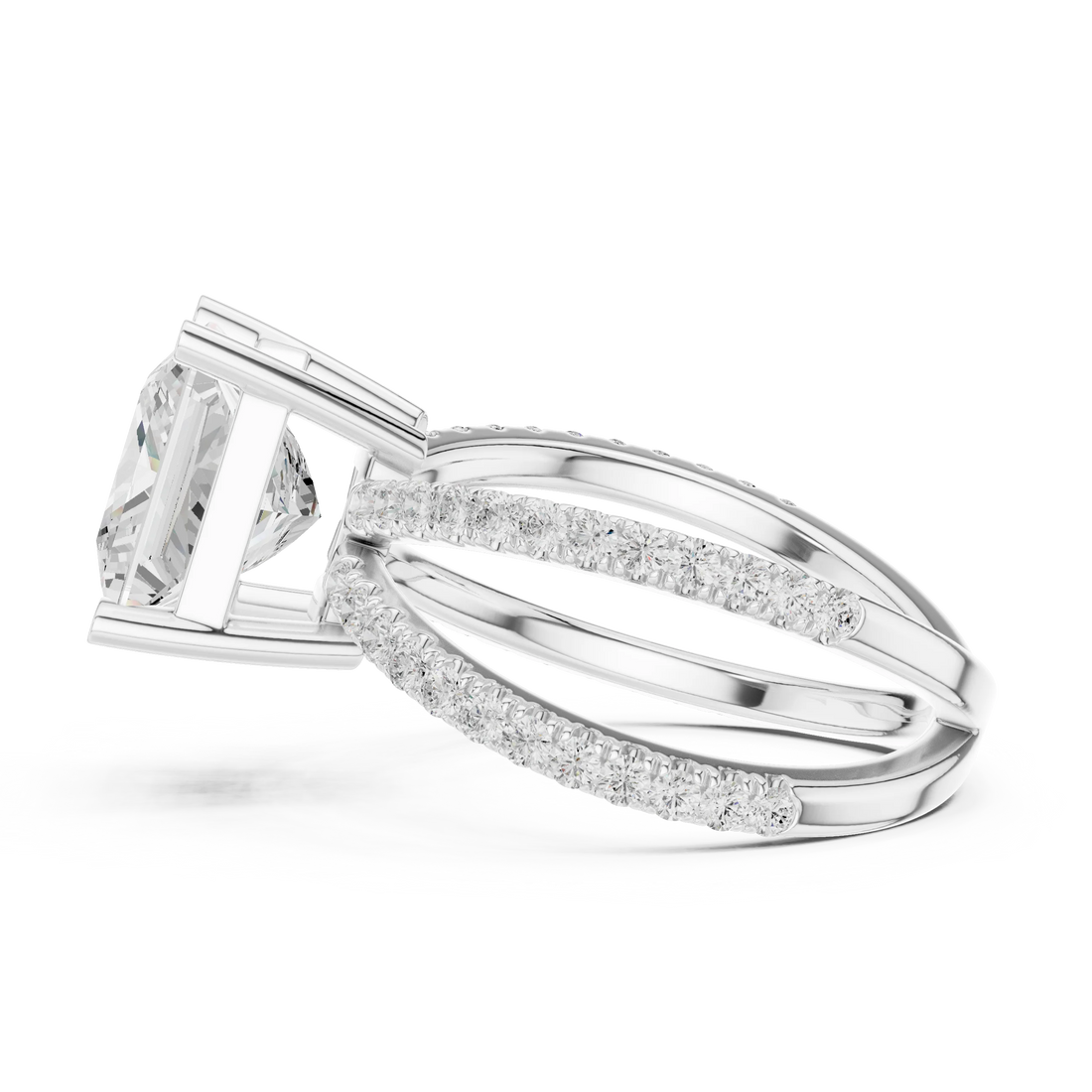 Princess Cut Diamond Split Shank Engagement Ring