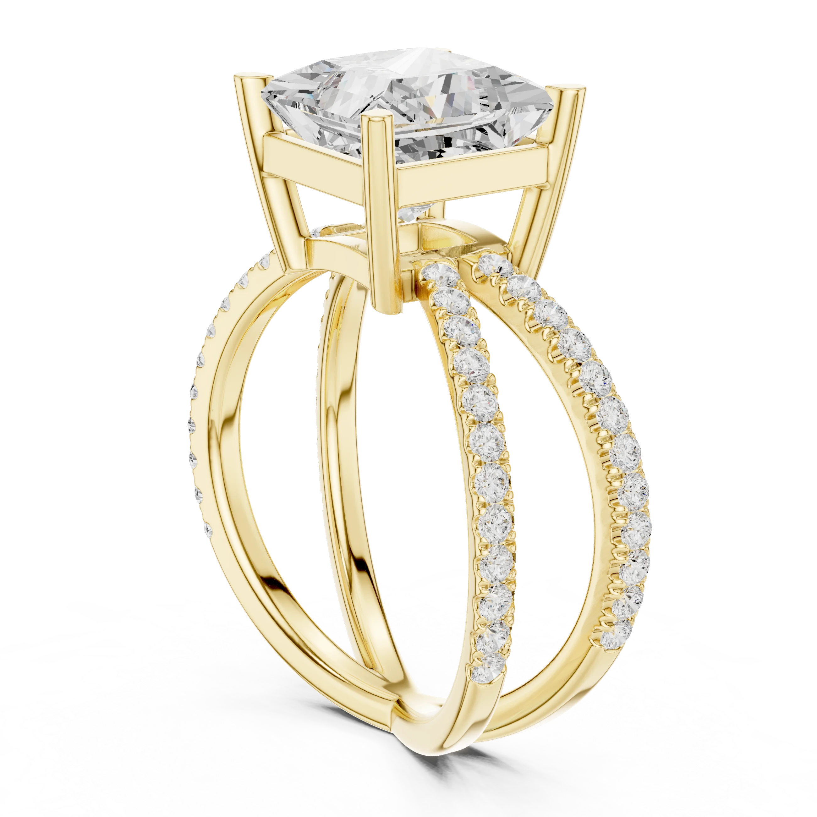 Princess Cut Diamond Split Shank Engagement Ring