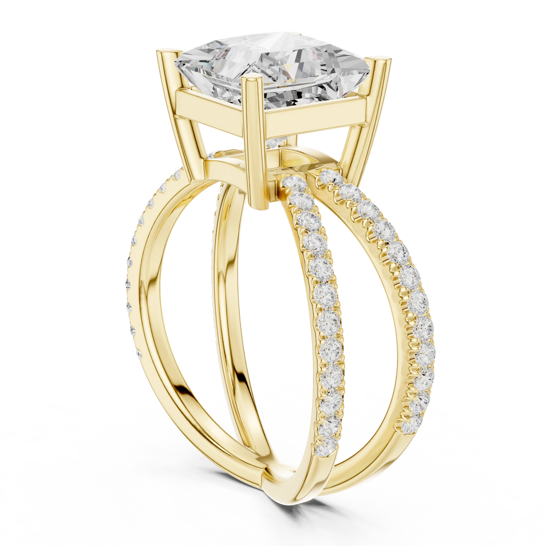 Princess Cut Diamond Split Shank Engagement Ring