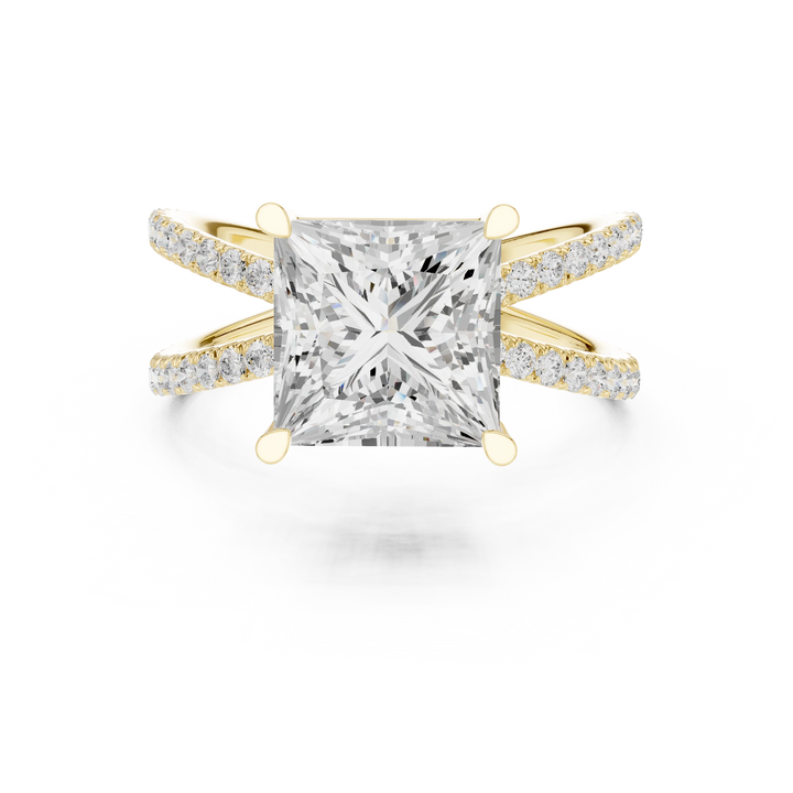Princess Cut Diamond Split Shank Engagement Ring