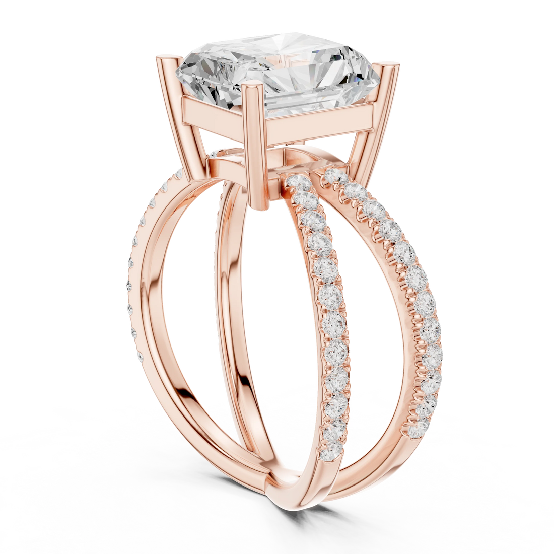 Radiant Cut Diamond Split Shank Engagement Ring