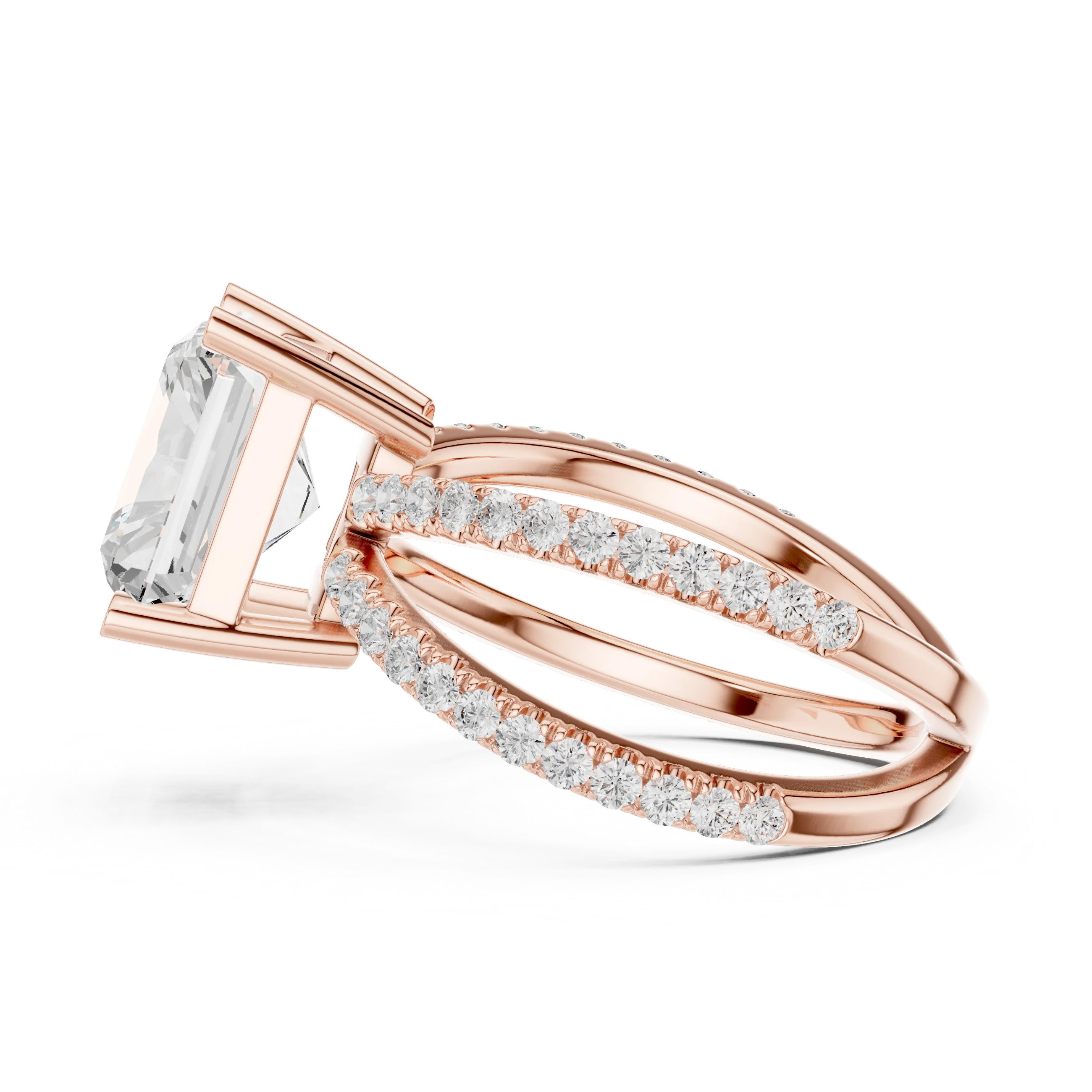 Radiant Cut Diamond Split Shank Engagement Ring