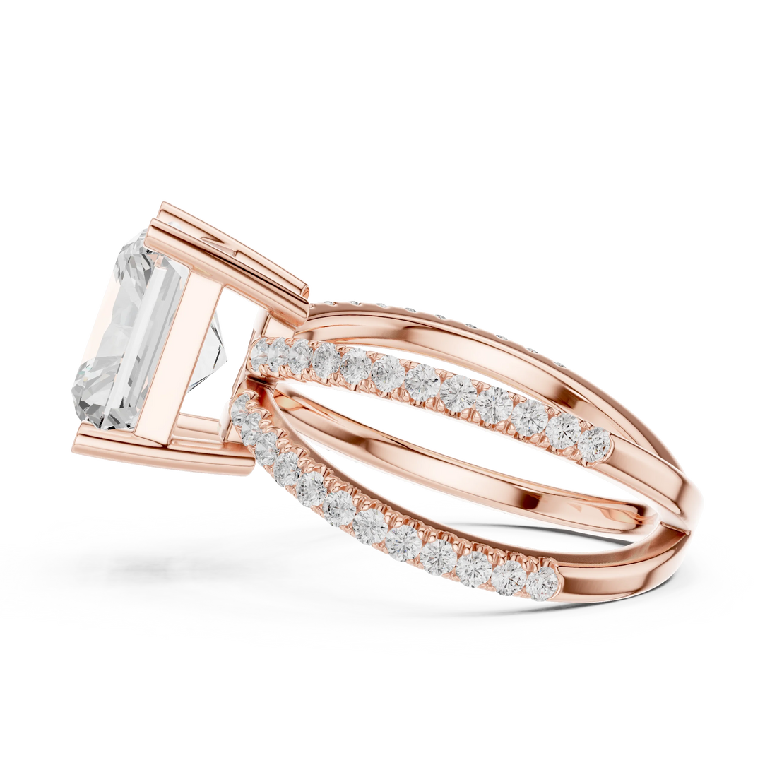 Radiant Cut Diamond Split Shank Engagement Ring