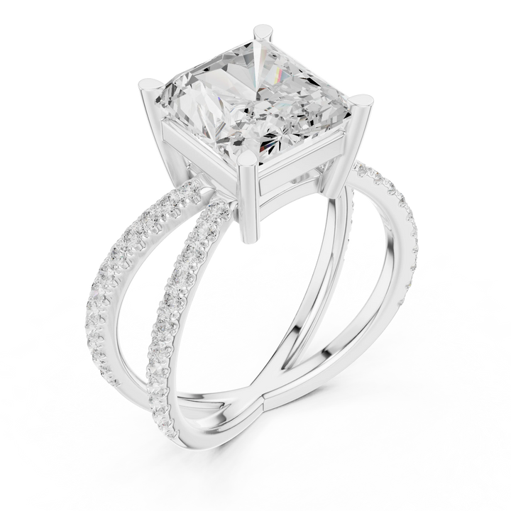 Radiant Cut Diamond Split Shank Engagement Ring