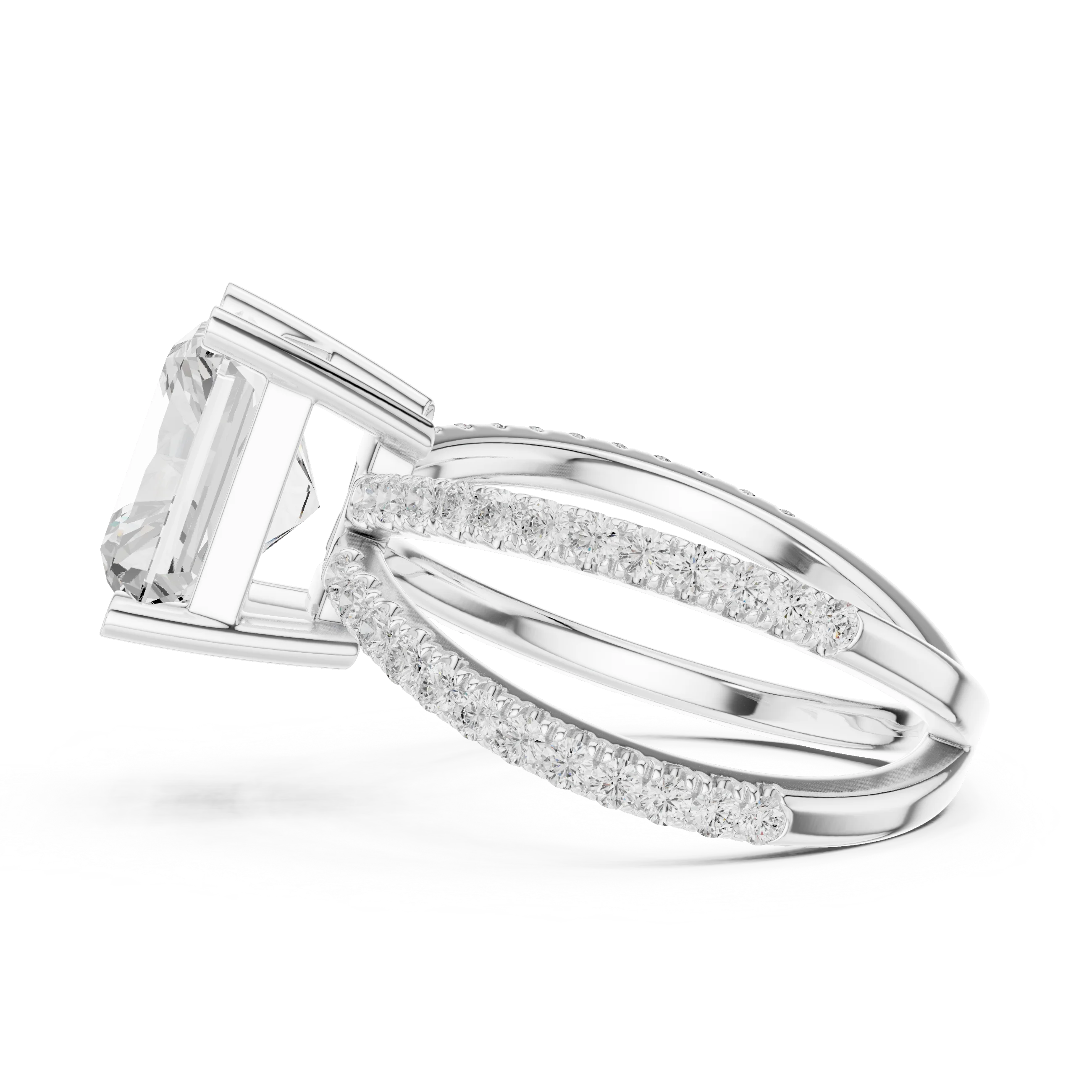 Radiant Cut Diamond Split Shank Engagement Ring
