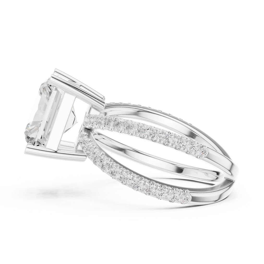 Radiant Cut Diamond Split Shank Engagement Ring