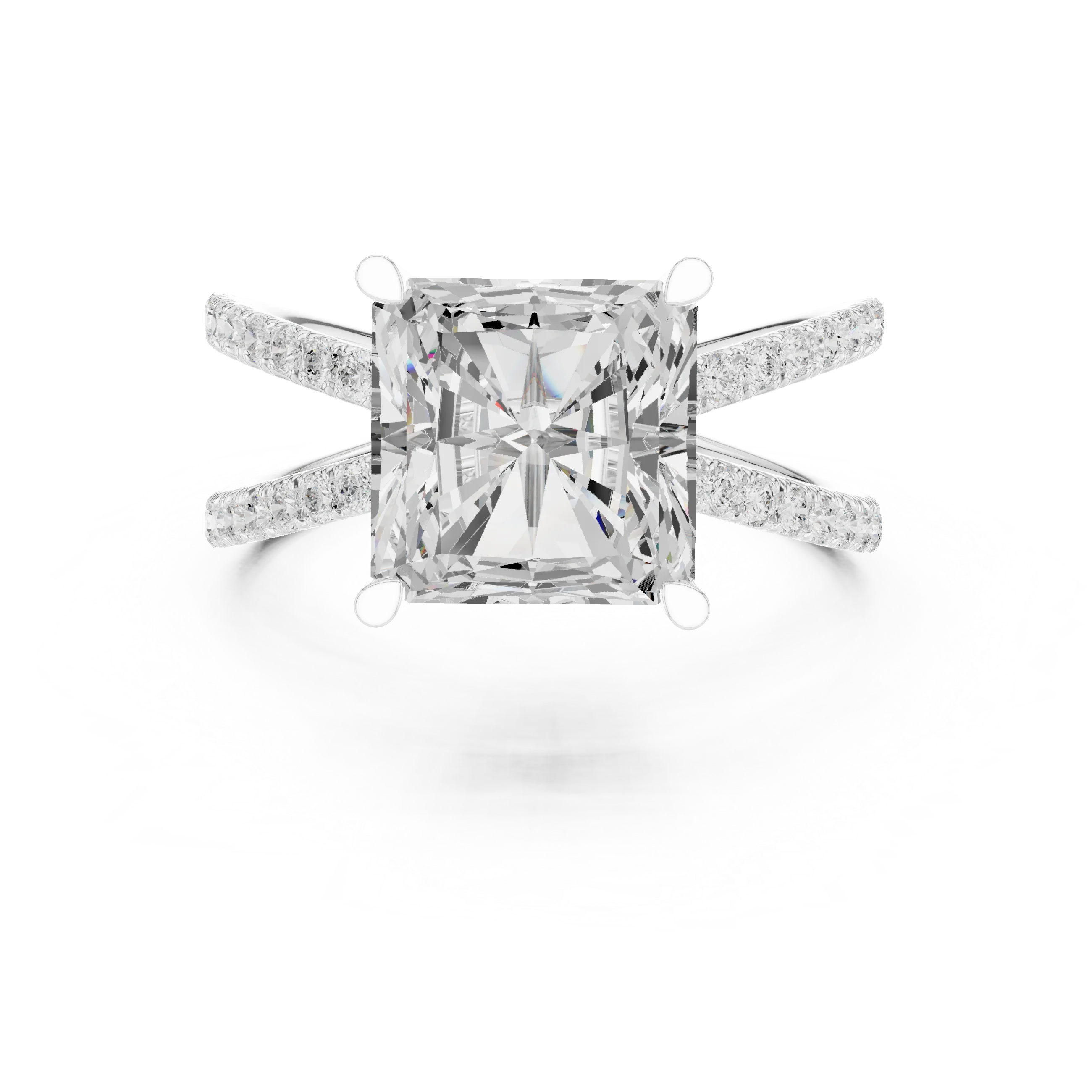 Radiant Cut Diamond Split Shank Engagement Ring