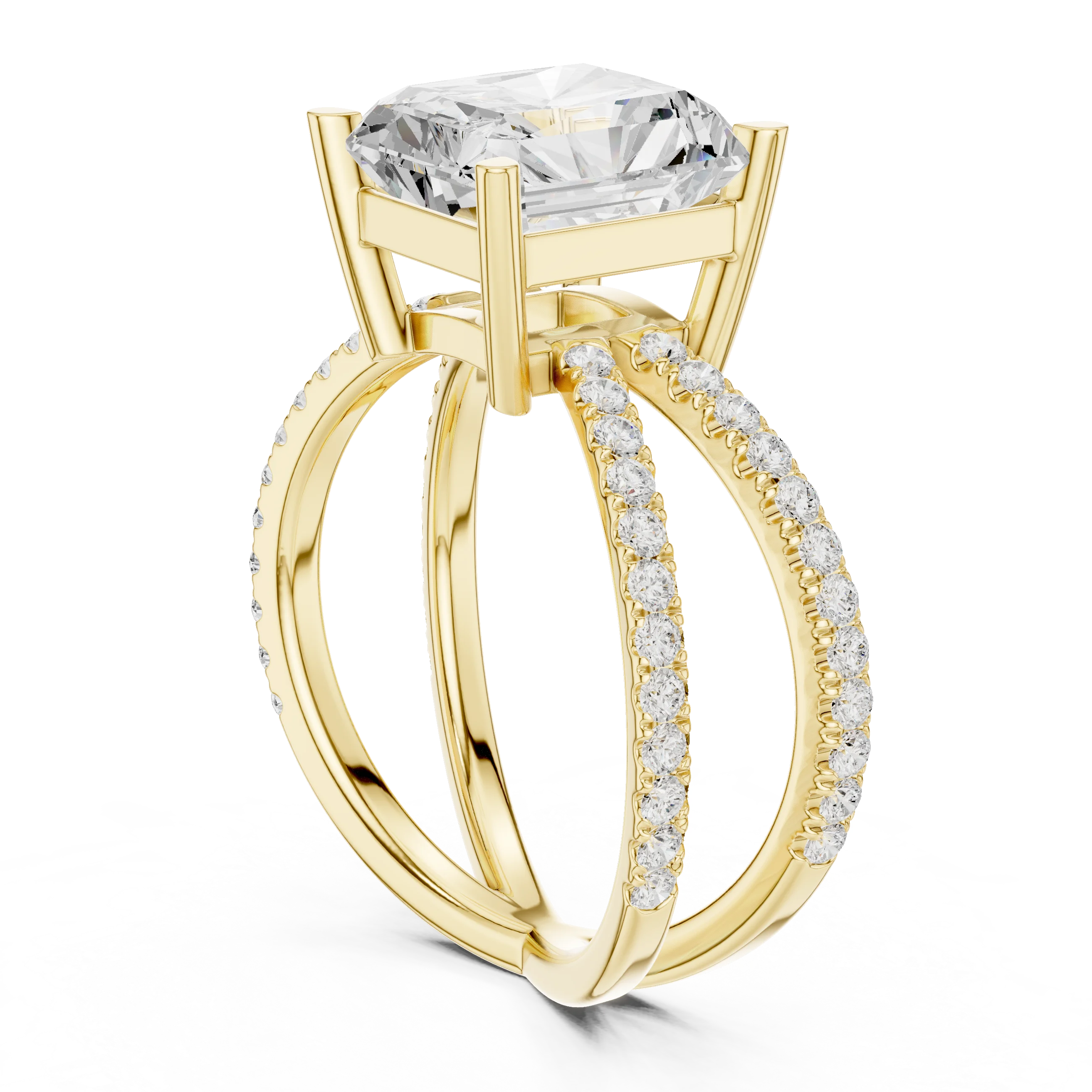 Radiant Cut Diamond Split Shank Engagement Ring