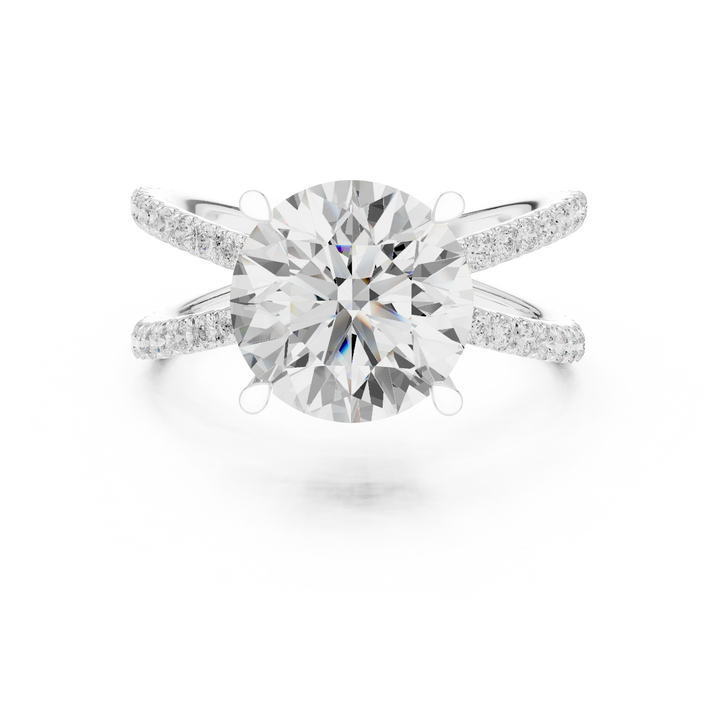 Round Cut Diamond Split Shank Engagement Ring