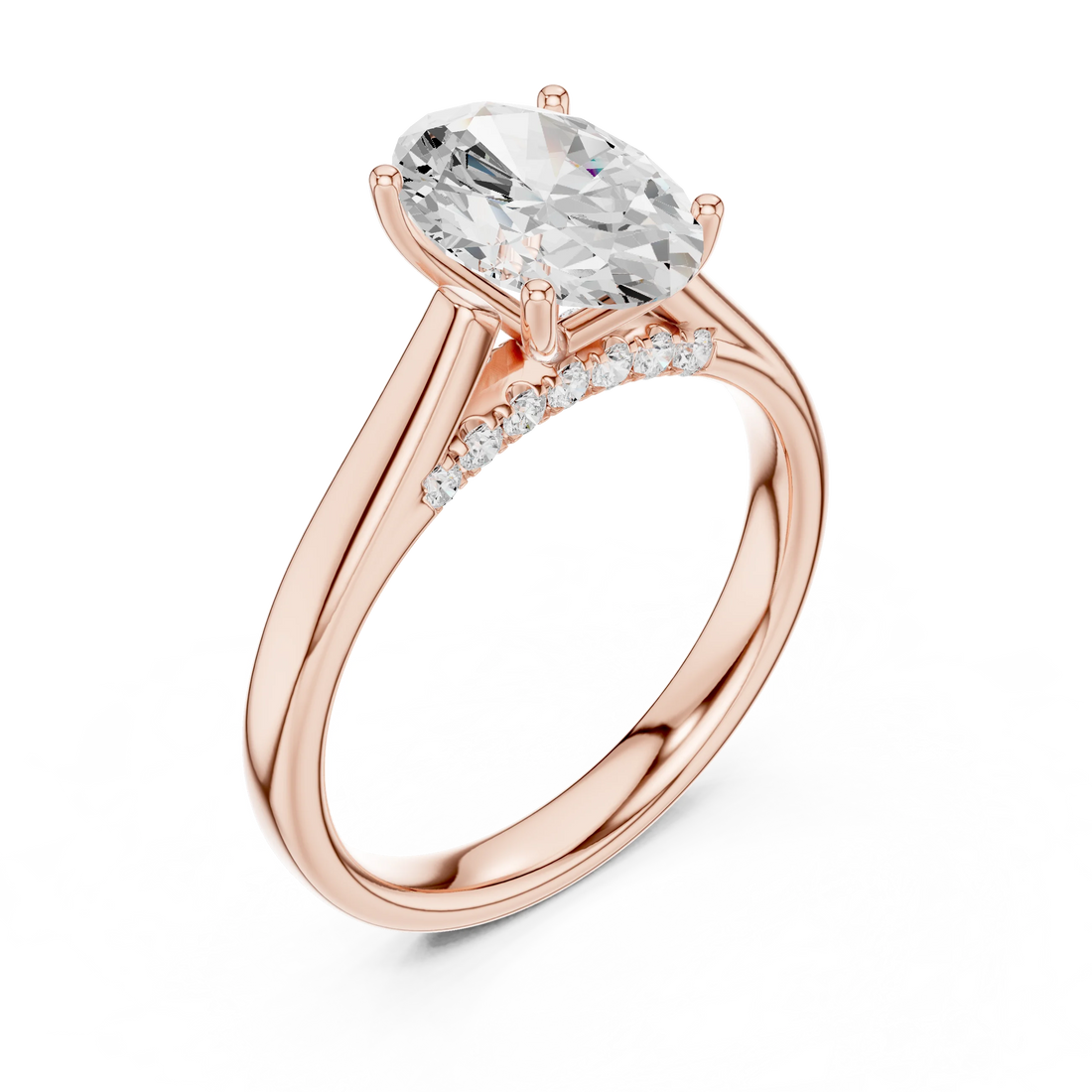 Oval Cut Diamond Cathedral Pave Engagement Ring