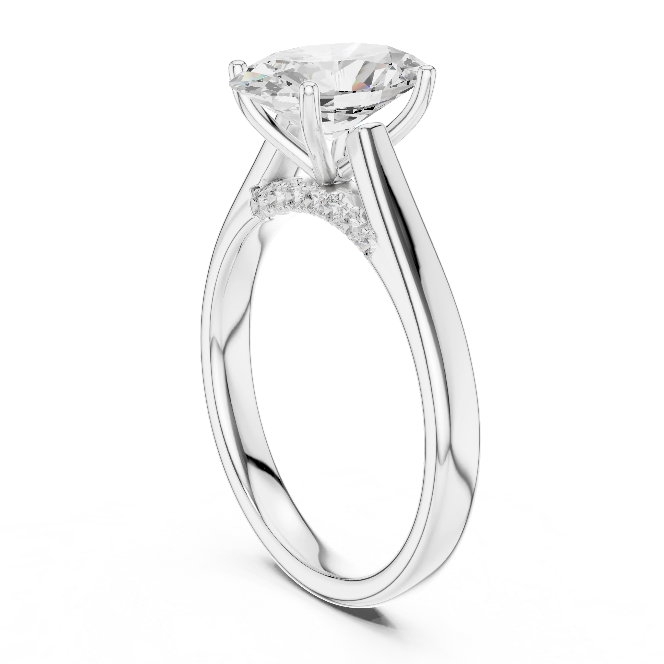 Oval Cut Diamond Cathedral Pave Engagement Ring