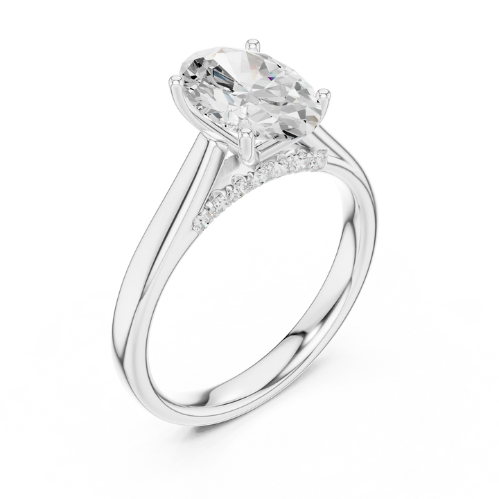 Oval Cut Diamond Cathedral Pave Engagement Ring