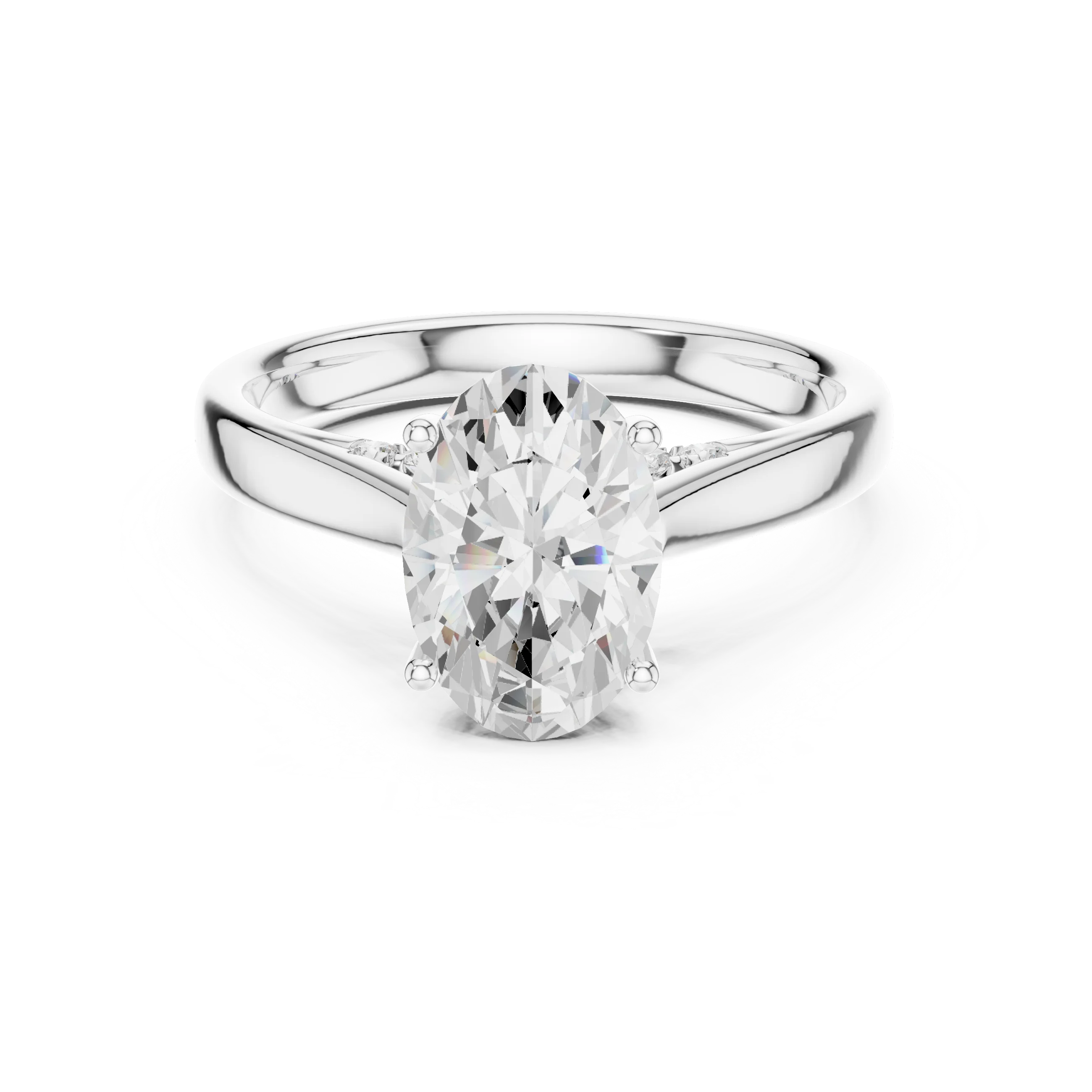Oval Cut Diamond Cathedral Pave Engagement Ring