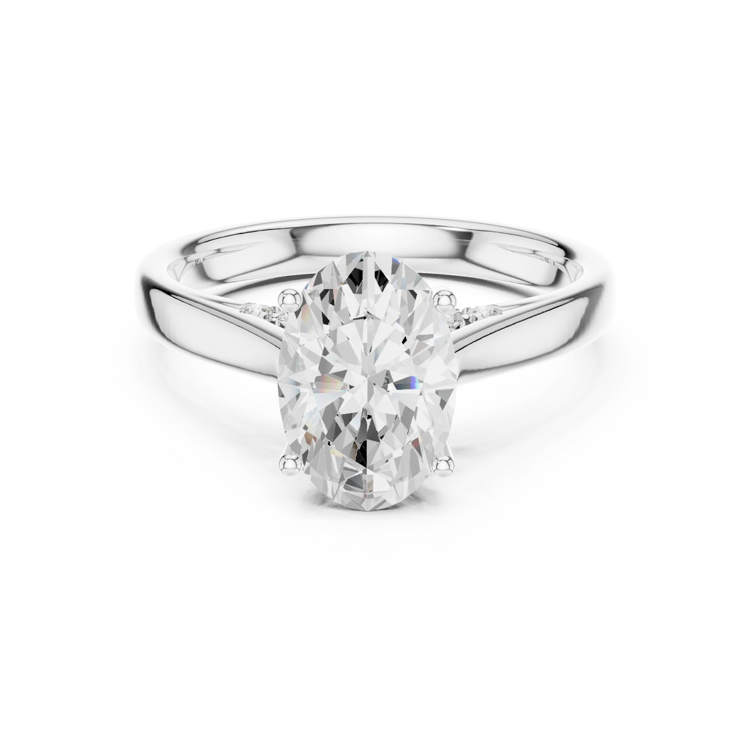 Oval Cut Diamond Cathedral Pave Engagement Ring