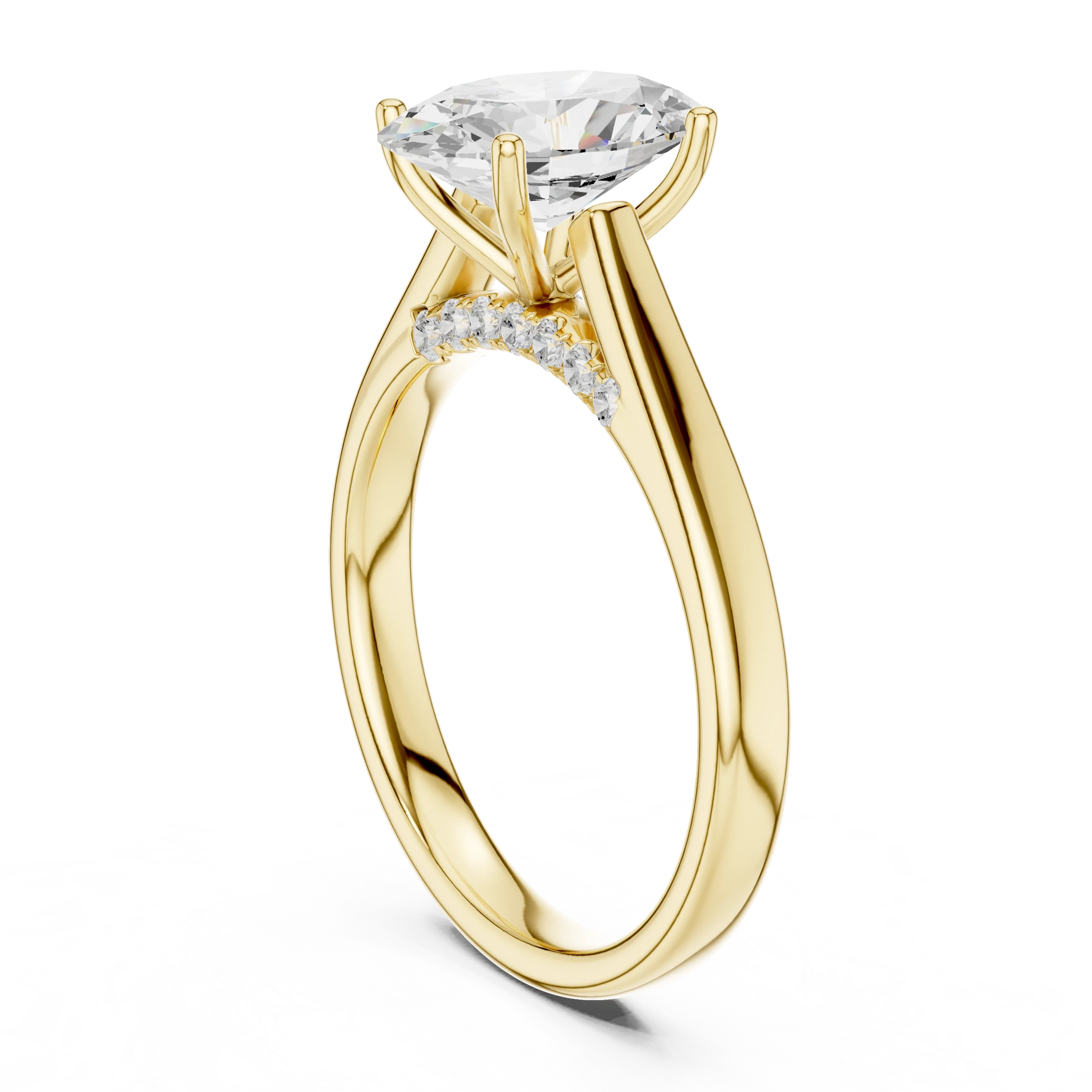 Oval Cut Diamond Cathedral Pave Engagement Ring