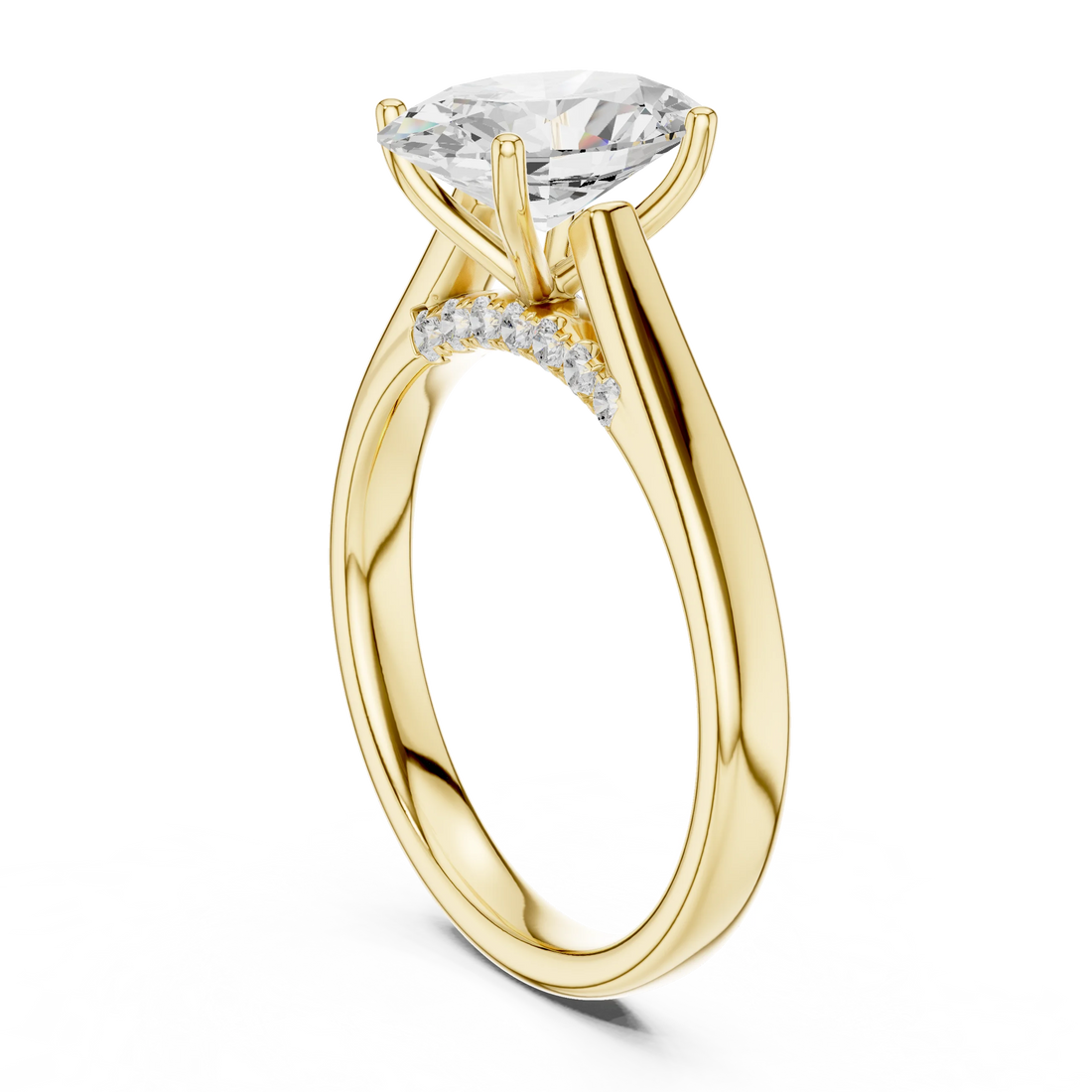 Oval Cut Diamond Cathedral Pave Engagement Ring