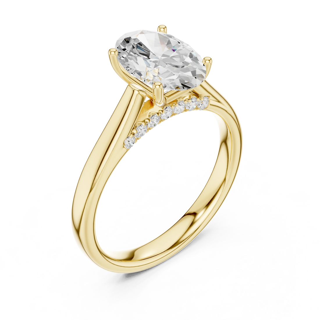 Oval Cut Diamond Cathedral Pave Engagement Ring