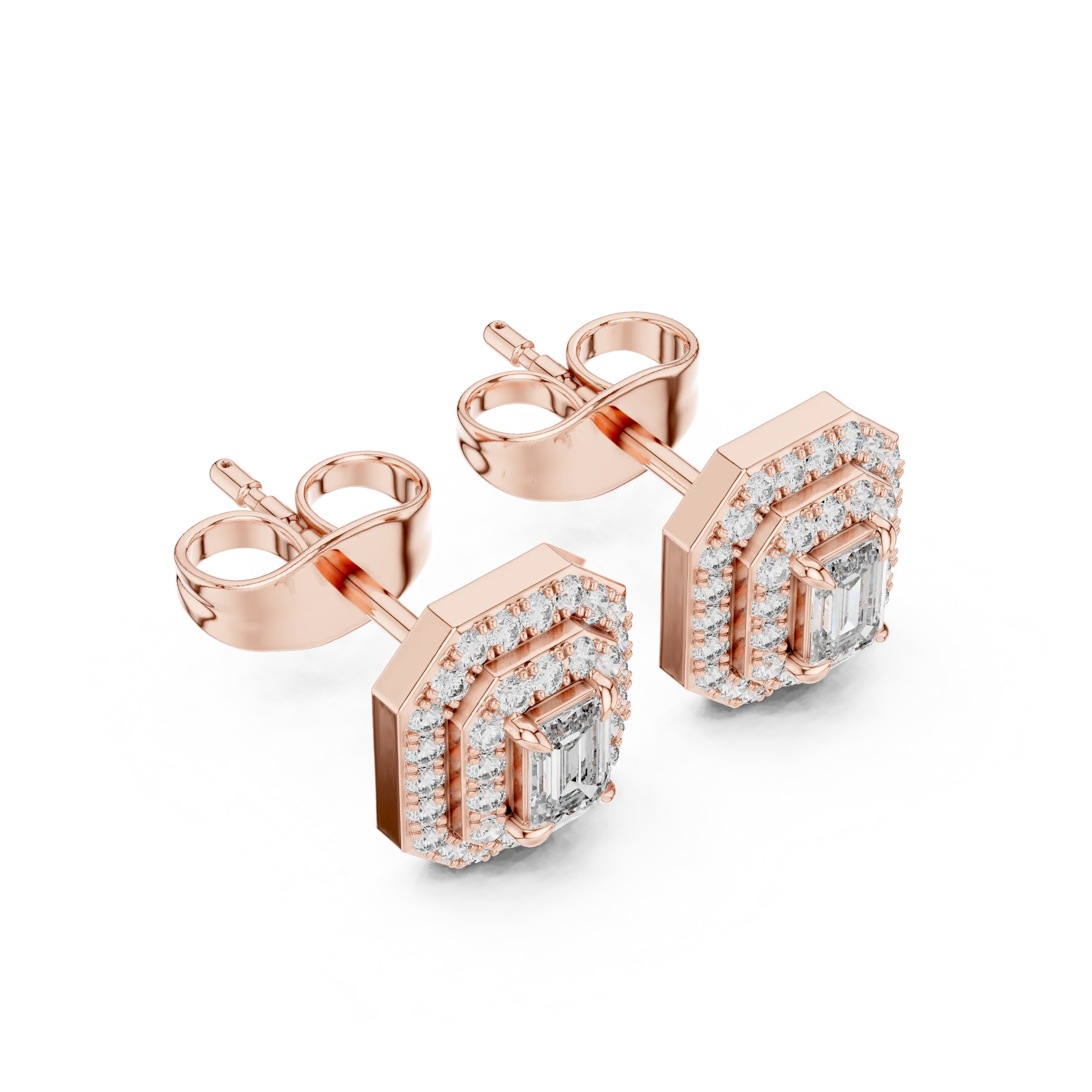 Imperial Emerald Halo Diamond Stud Earrings