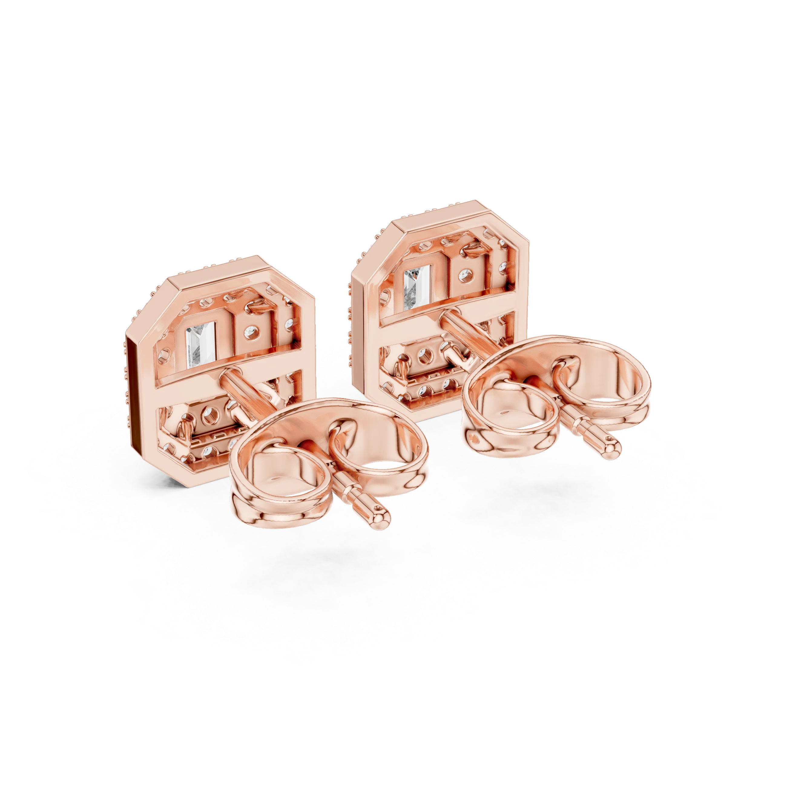 Imperial Emerald Halo Diamond Stud Earrings