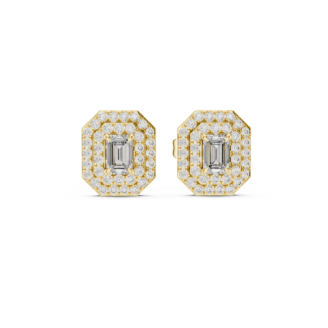 Imperial Emerald Halo Diamond Stud Earrings