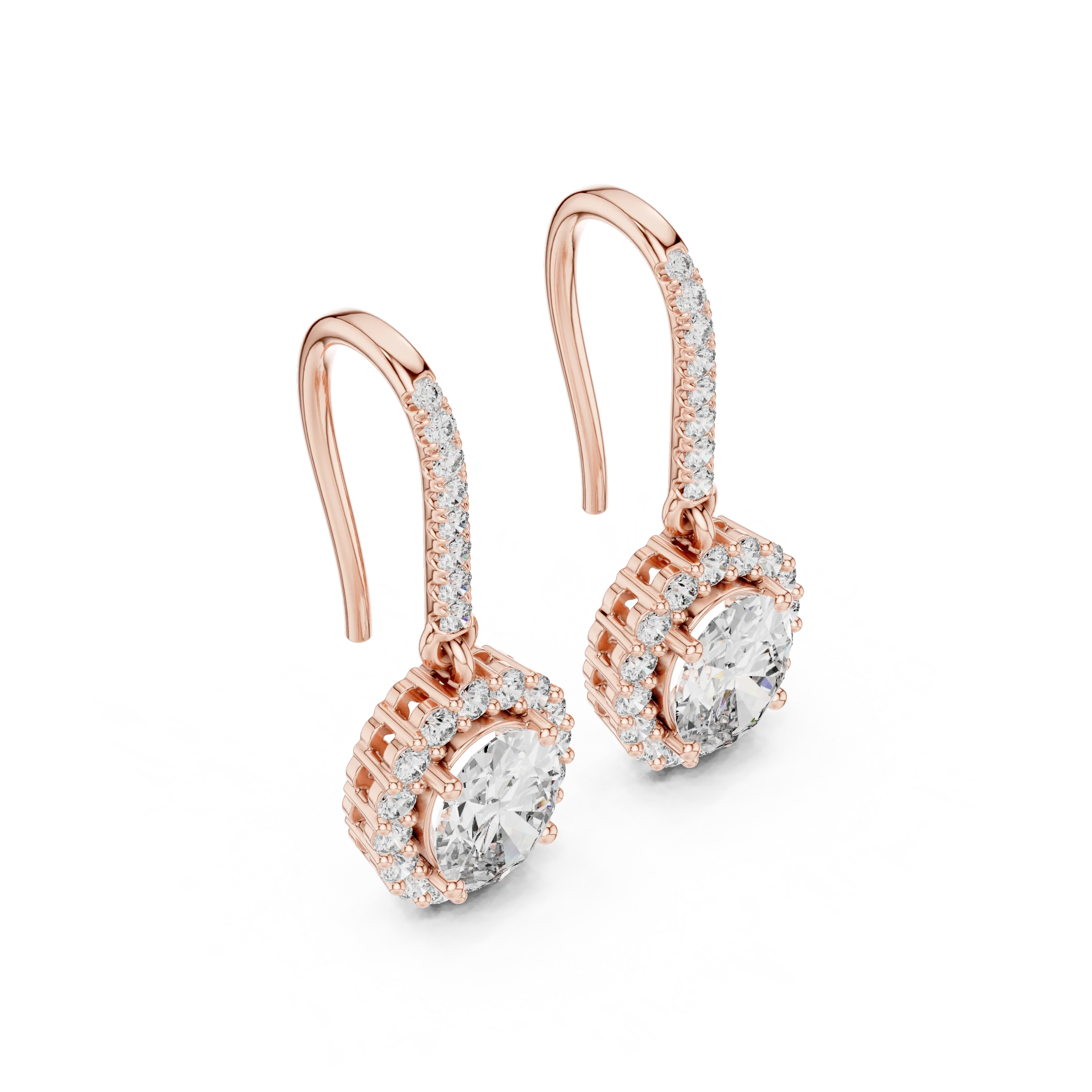 Lumière Halo Drop Diamond Earrings