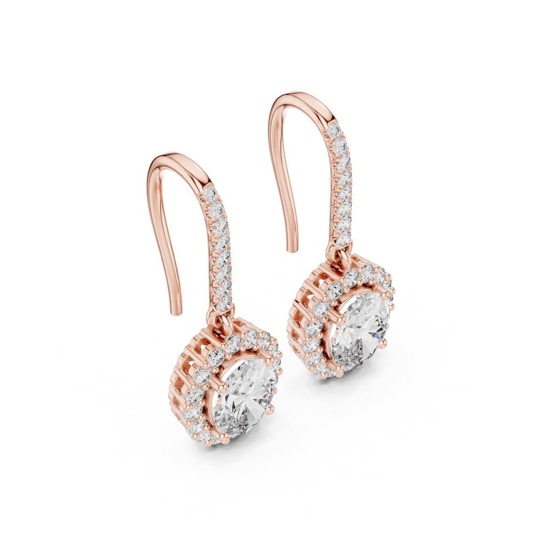 Lumière Halo Drop Diamond Earrings