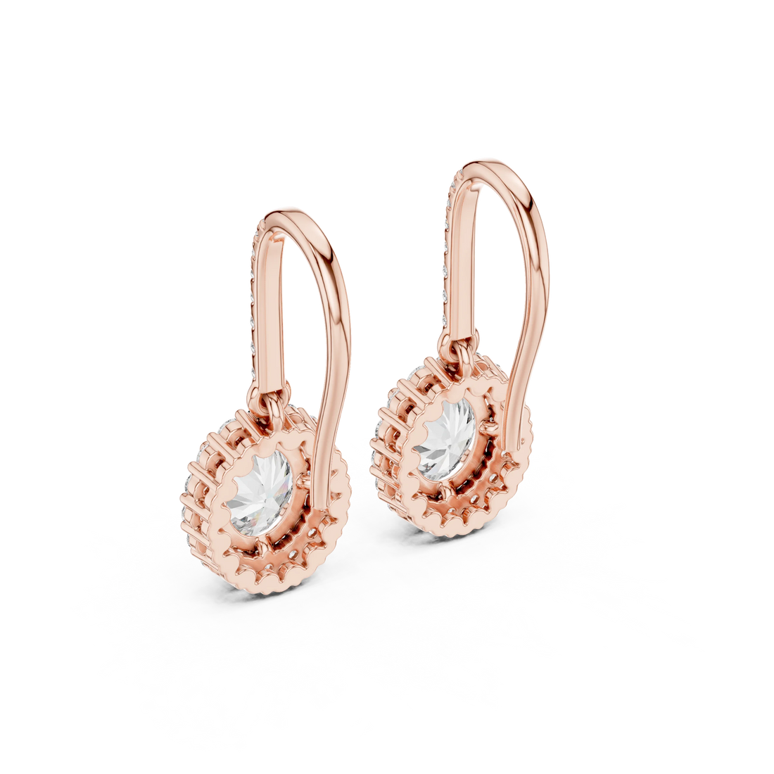 Lumière Halo Drop Diamond Earrings