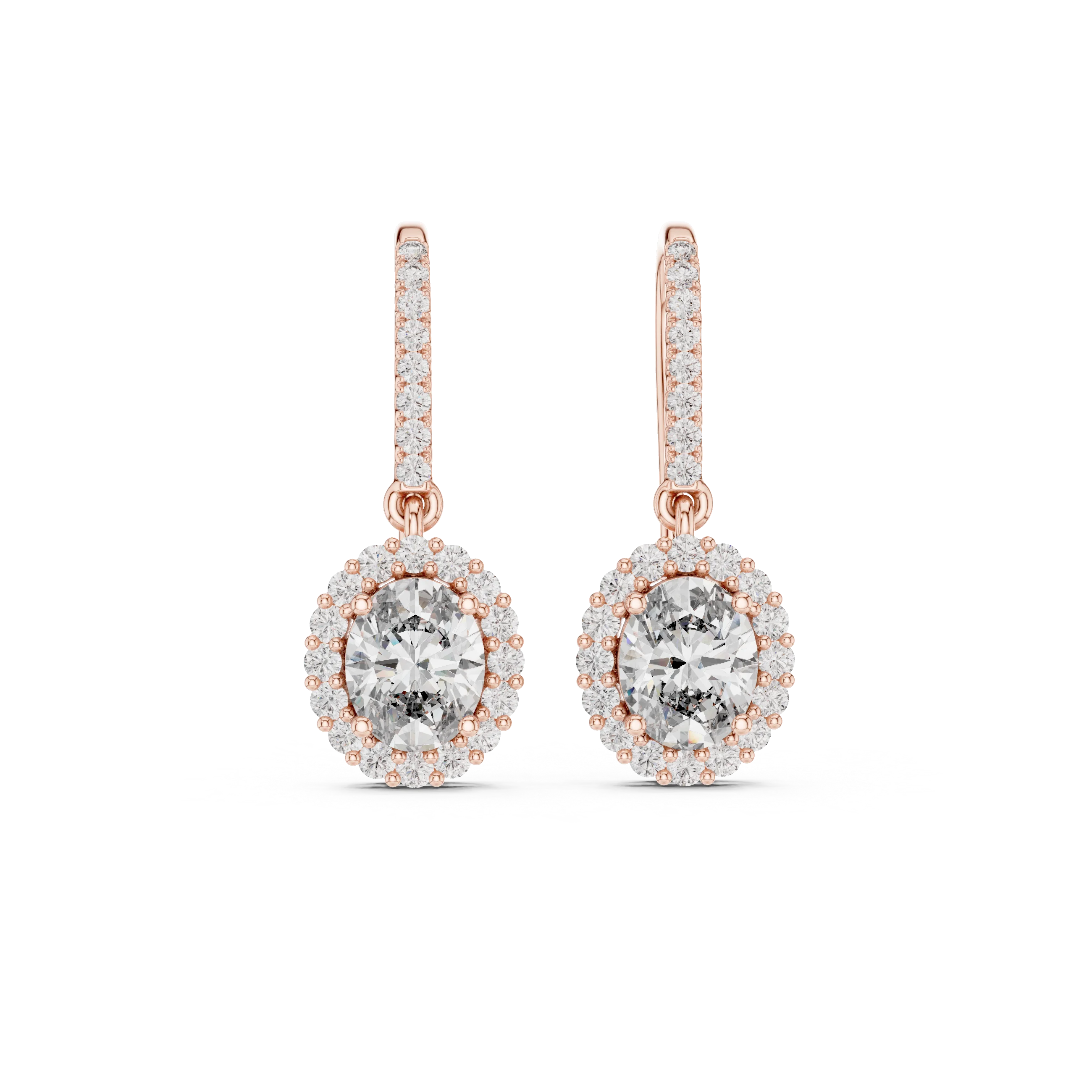 Lumière Halo Drop Diamond Earrings